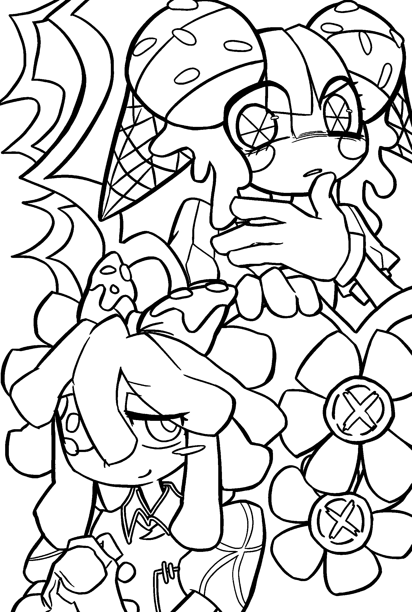 pomni ice cream cone and ragatha sweet candy tadc the amazing digital circus line art for kids and adults