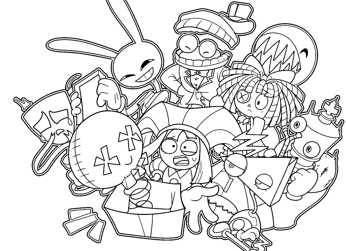 pomni opening surprise jack in the box toy the amazing digital circus line art