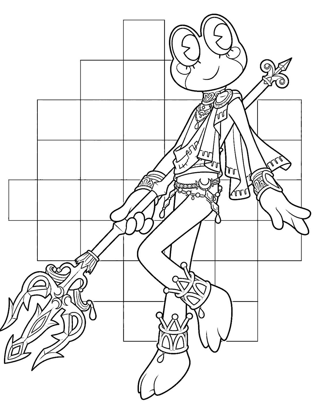 prince ribbit frog warrior trident spear royal cape tadc the amazing digital circus line art