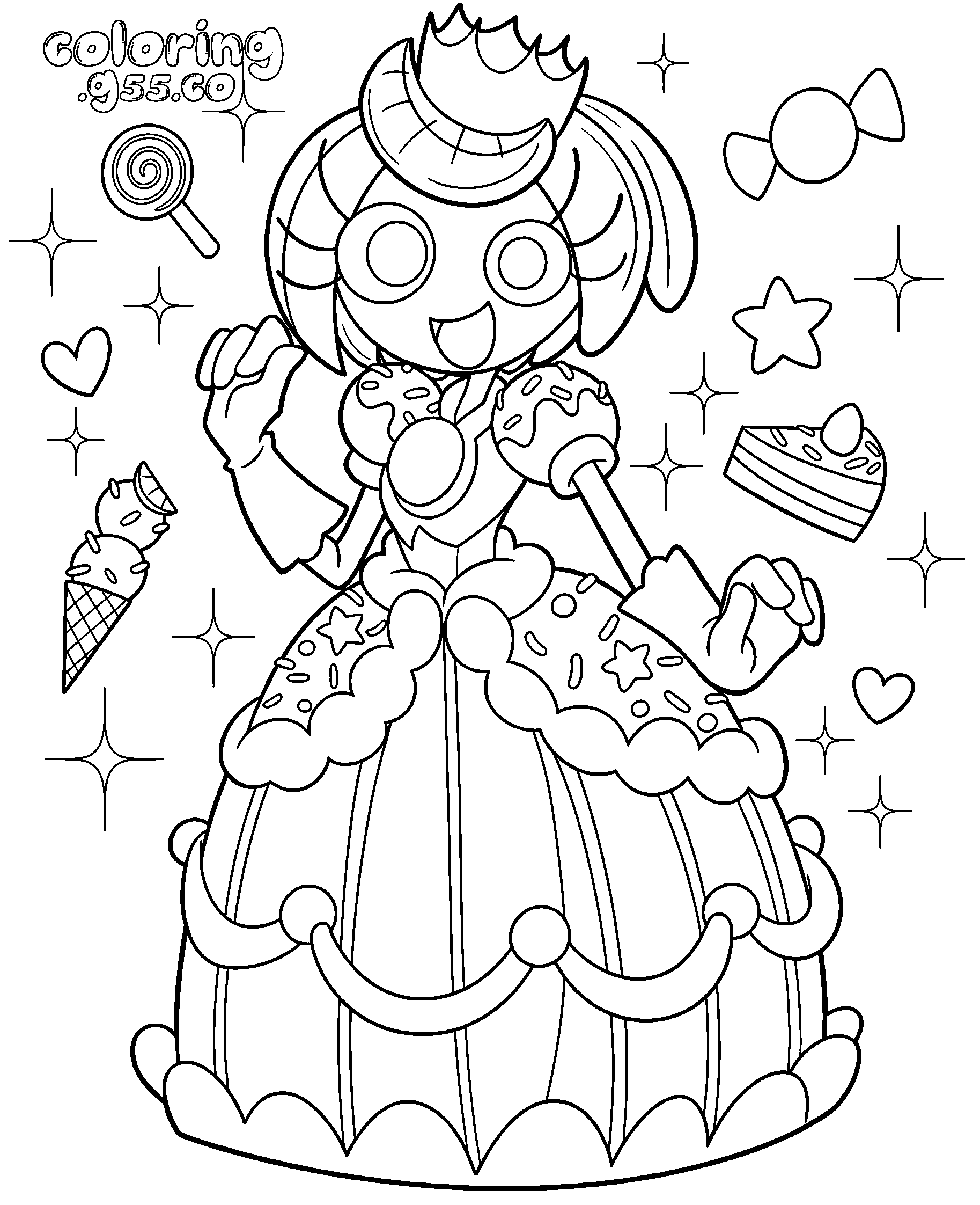 princess loolilalu candy kingdom digital circus line art for kids