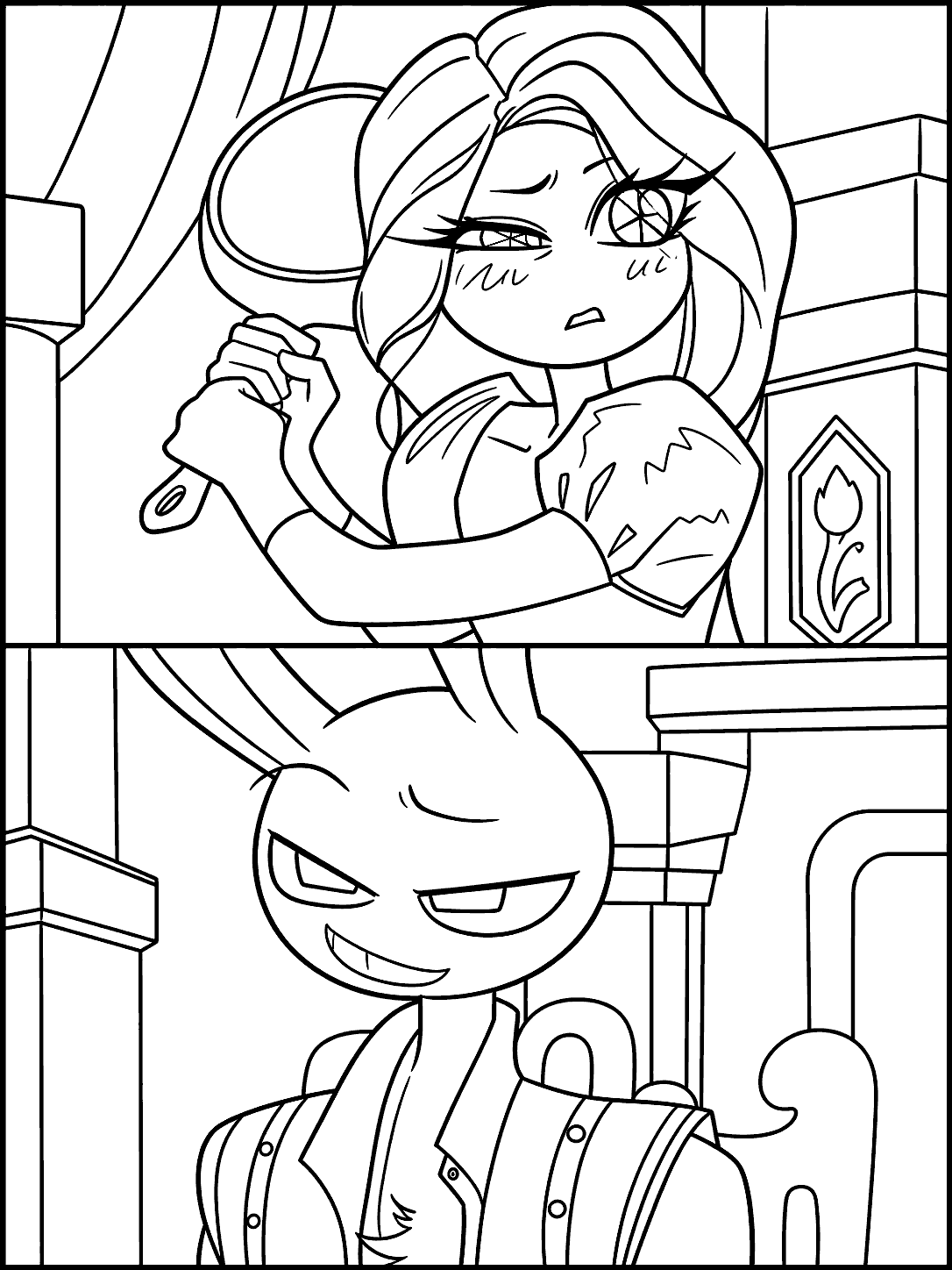 princess ragatha frying pan attack jax tangled parody tadc the amazing digital circus line art