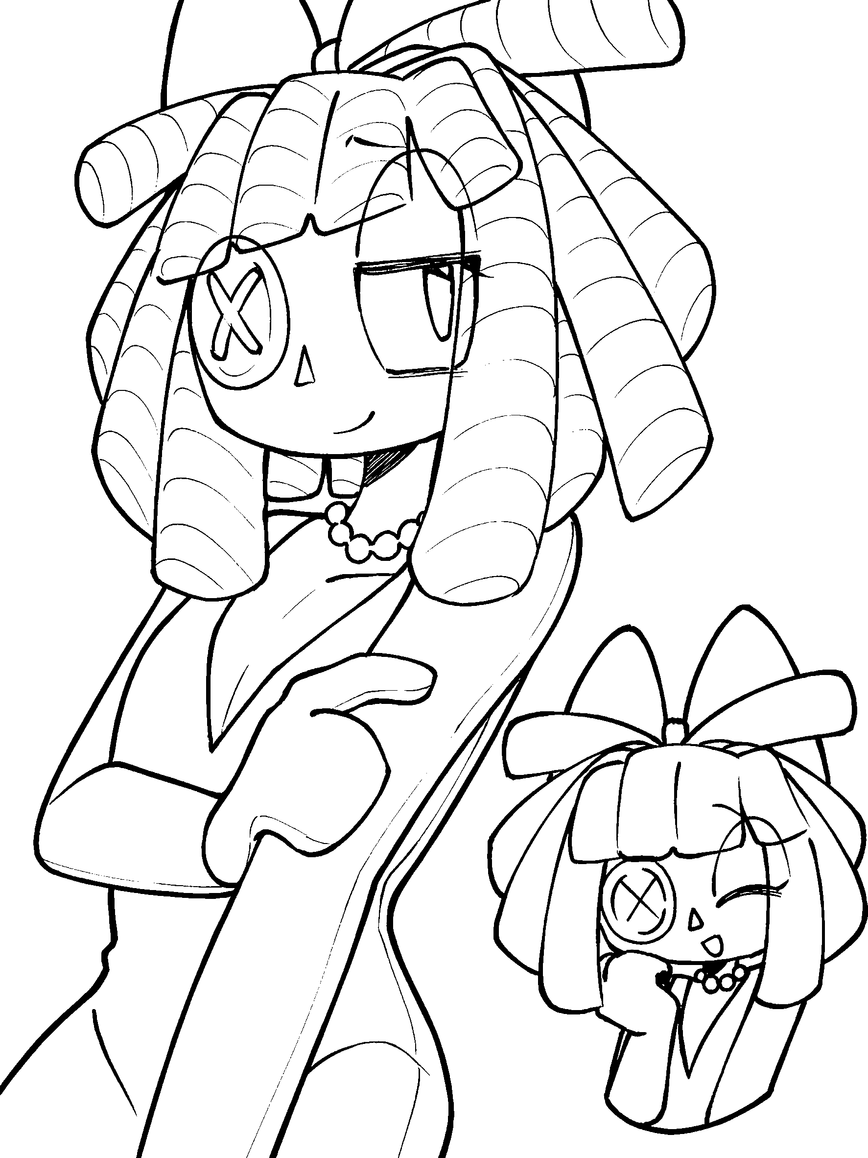 ragatha doll with cute chibi version the amazing digital circus line art