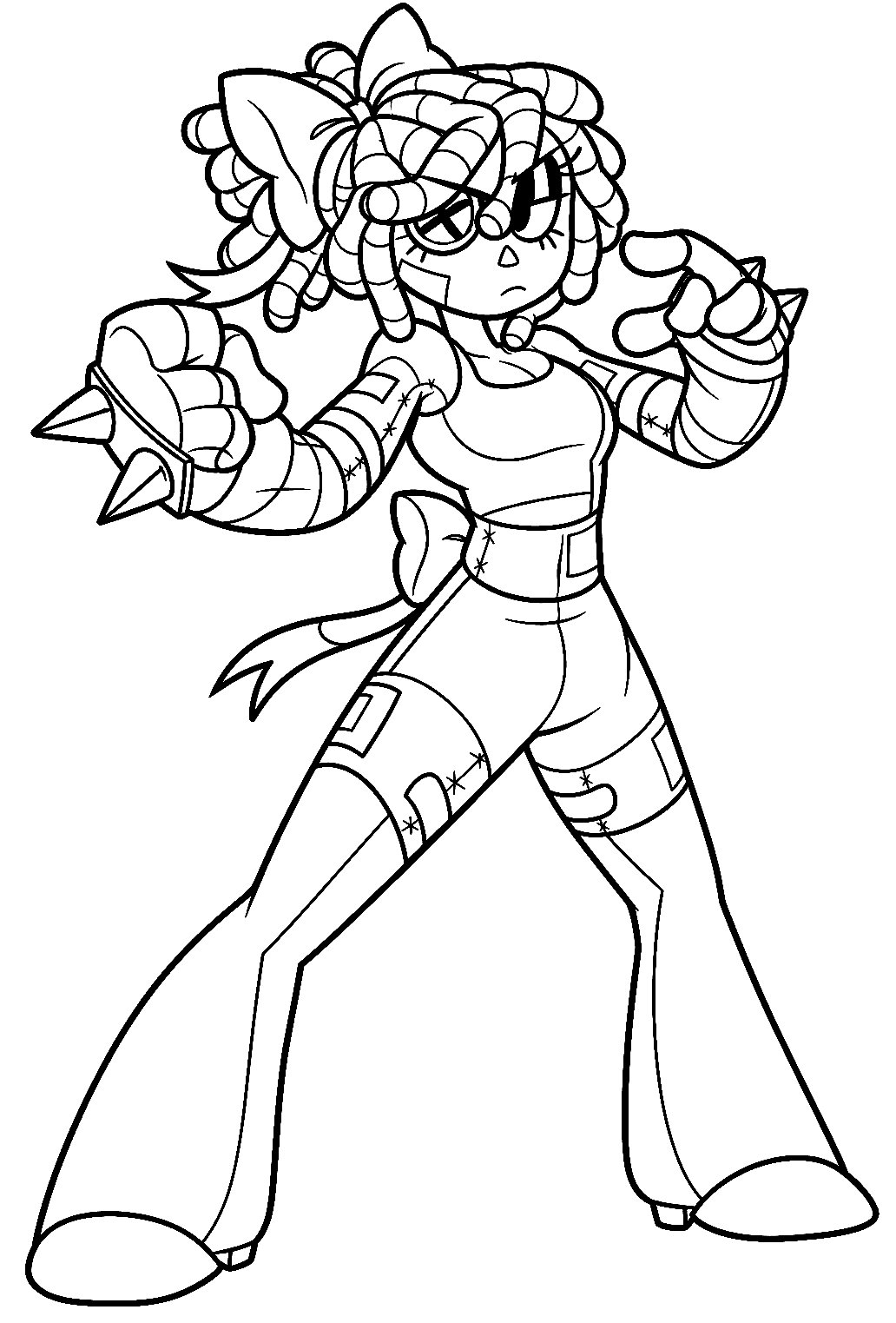 ragatha fighter outfit spiked knuckles tadc the amazing digital circus line art for kids and adults