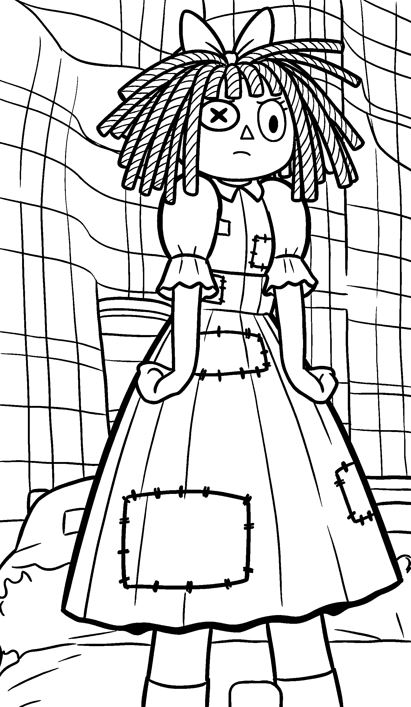 ragatha full body digital room standing scene the amazing digital circus line art