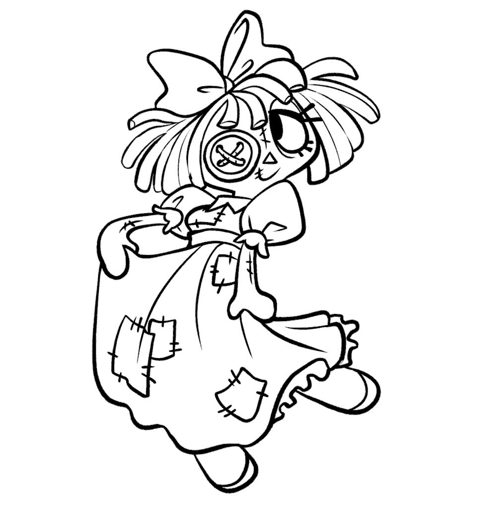 ragatha holding her patched dress dancing the amazing digital circus line art