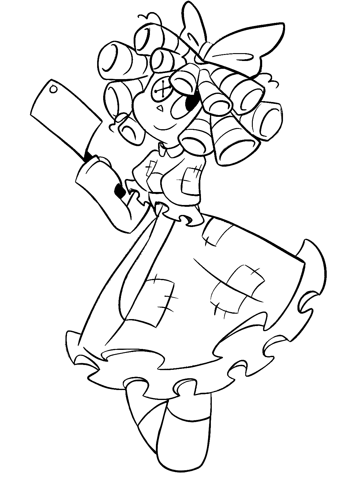 ragatha holding meat cleaver knife the amazing digital circus line art