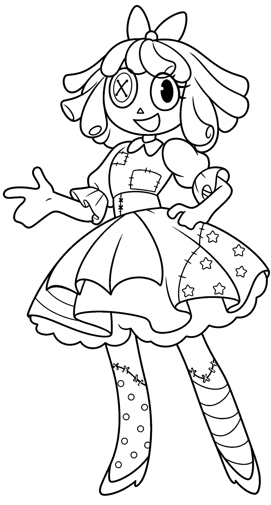 ragatha in beautiful star pattern dress the amazing digital circus line art