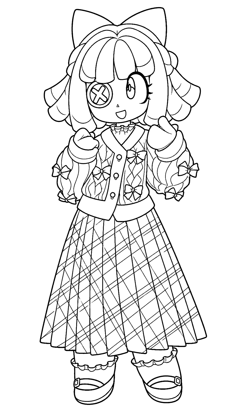 ragatha in cozy bow cardigan the amazing digital circus line art