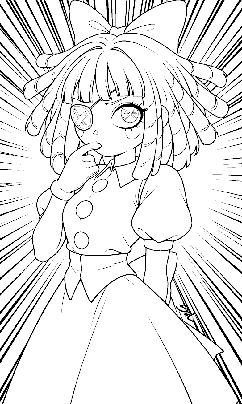 ragatha portrait with action lines the amazing digital circus line art