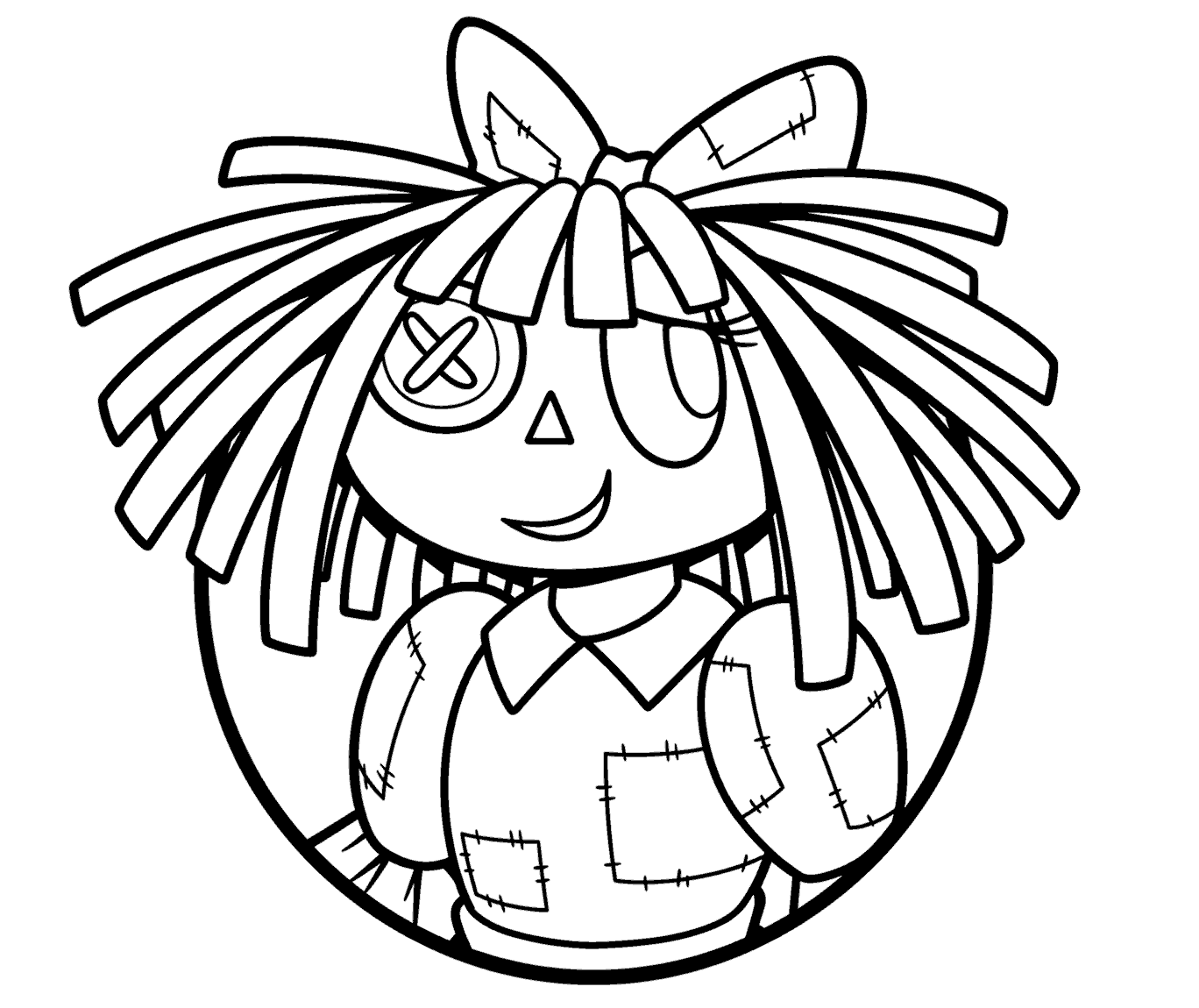 ragatha rag doll circle frame portrait tadc the amazing digital circus line art