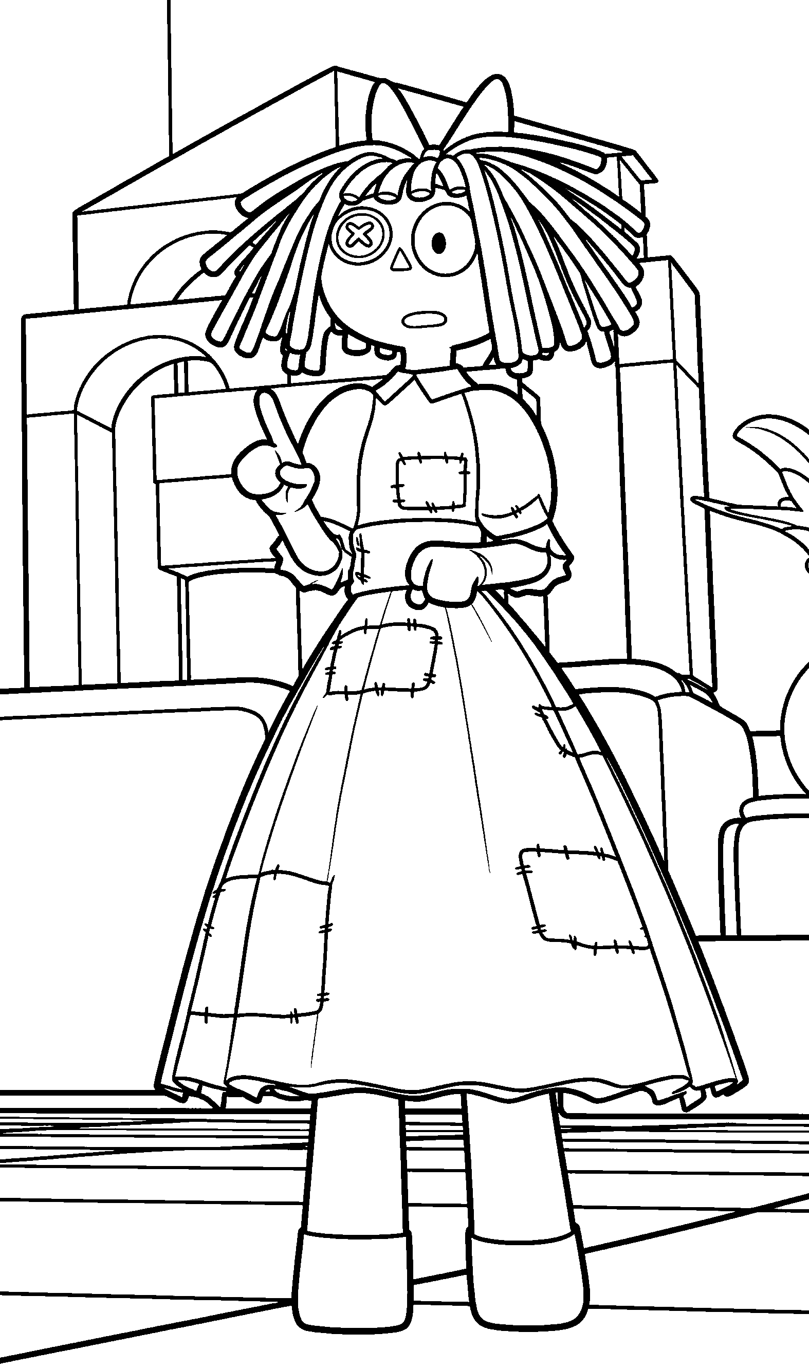 ragatha standing in the tent the amazing digital circus line art