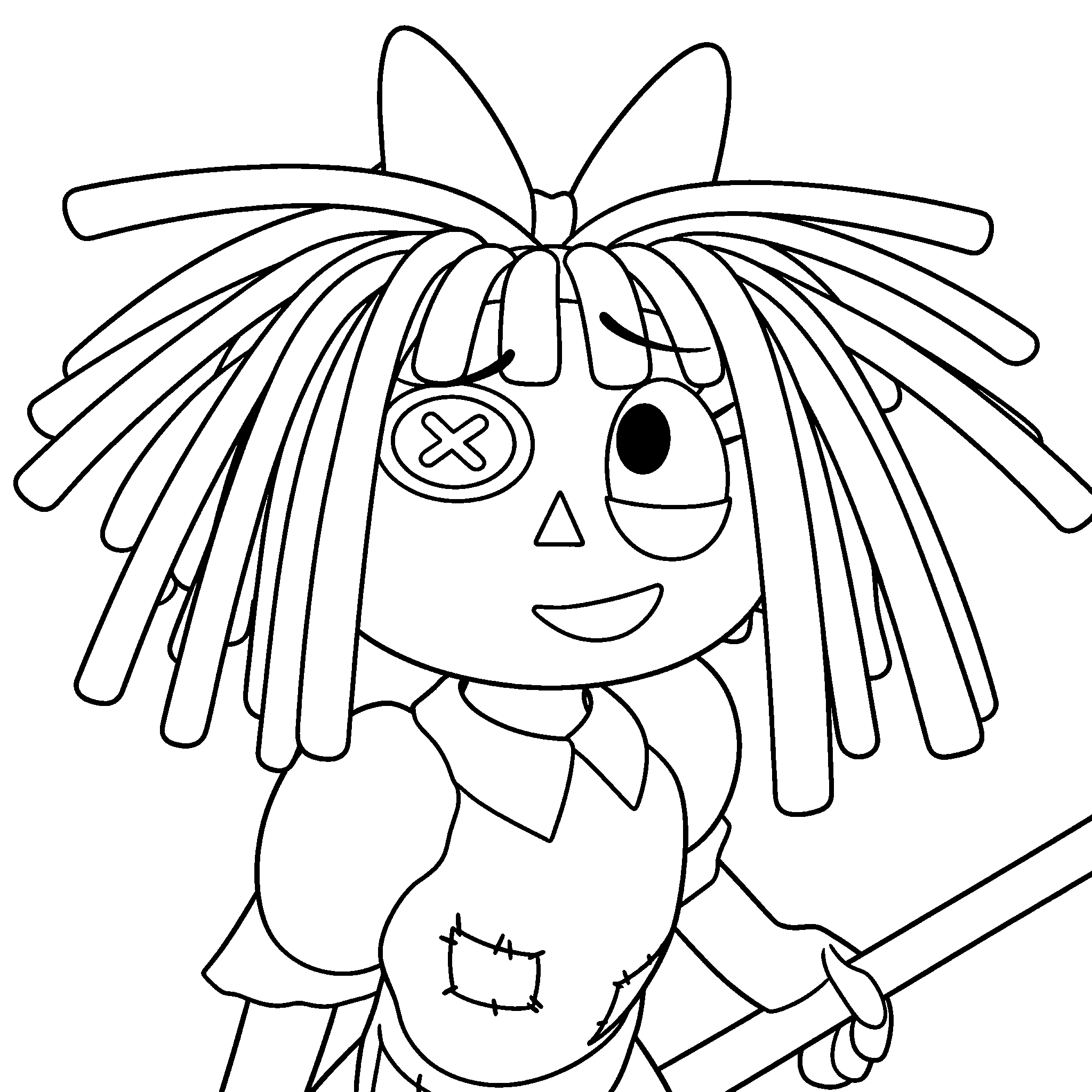 ragatha the rag doll portrait the amazing digital circus line art