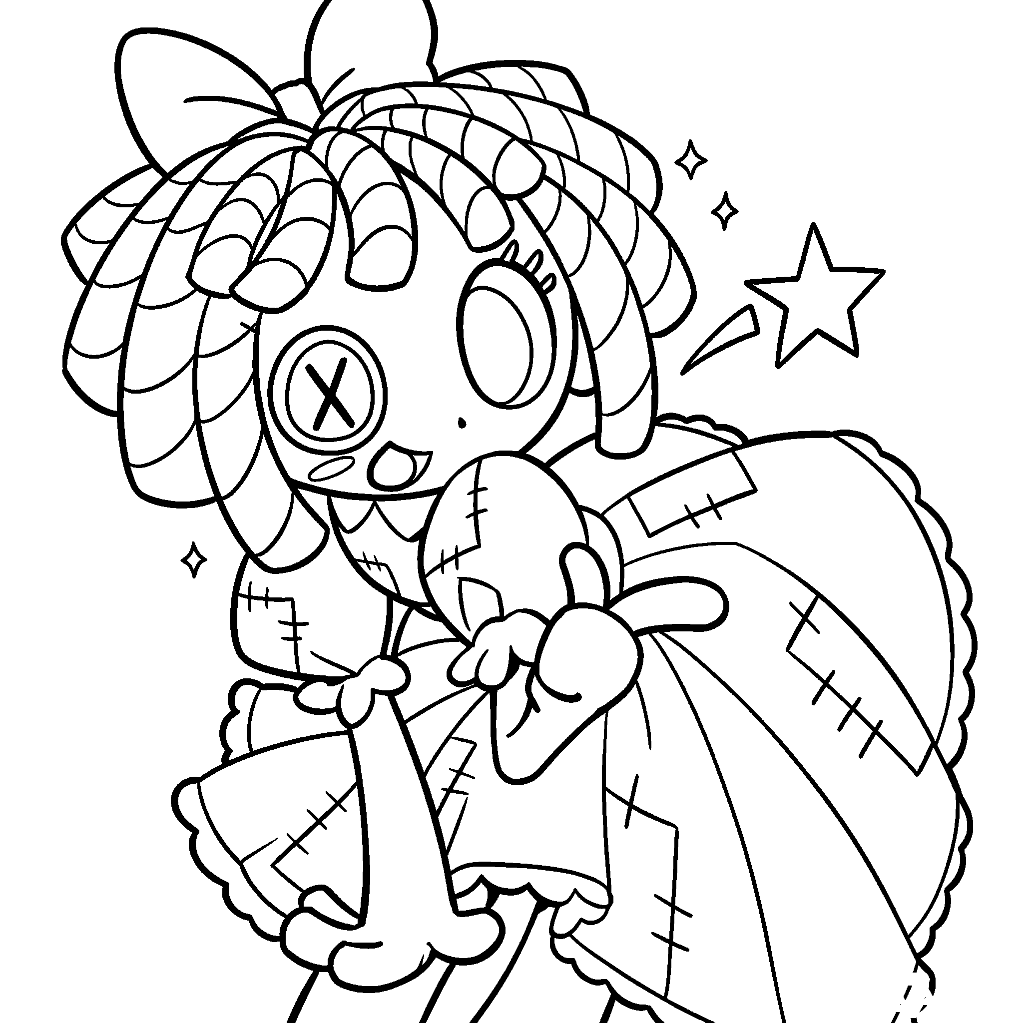 ragatha winking and showing peace sign the amazing digital circus line art
