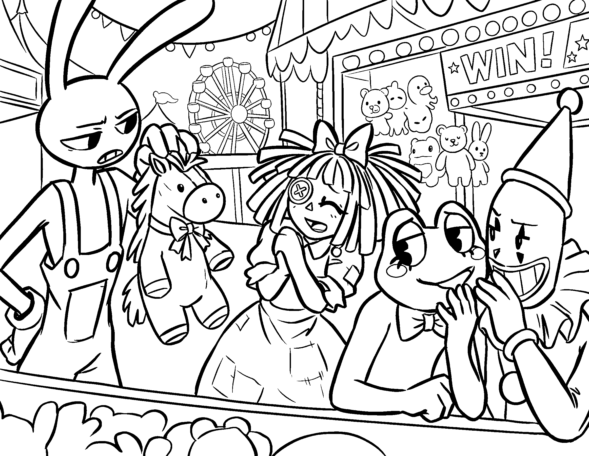 ragatha winning plush horse toy carnival game tadc the amazing digital circus line art
