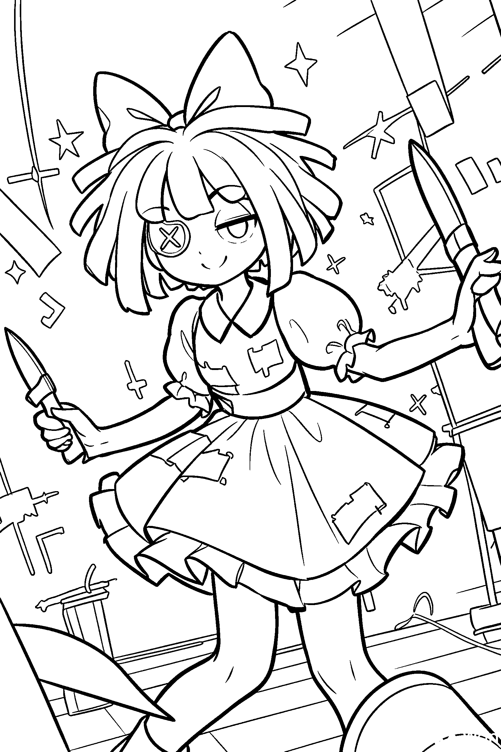 ragatha with knives the amazing digital circus line art