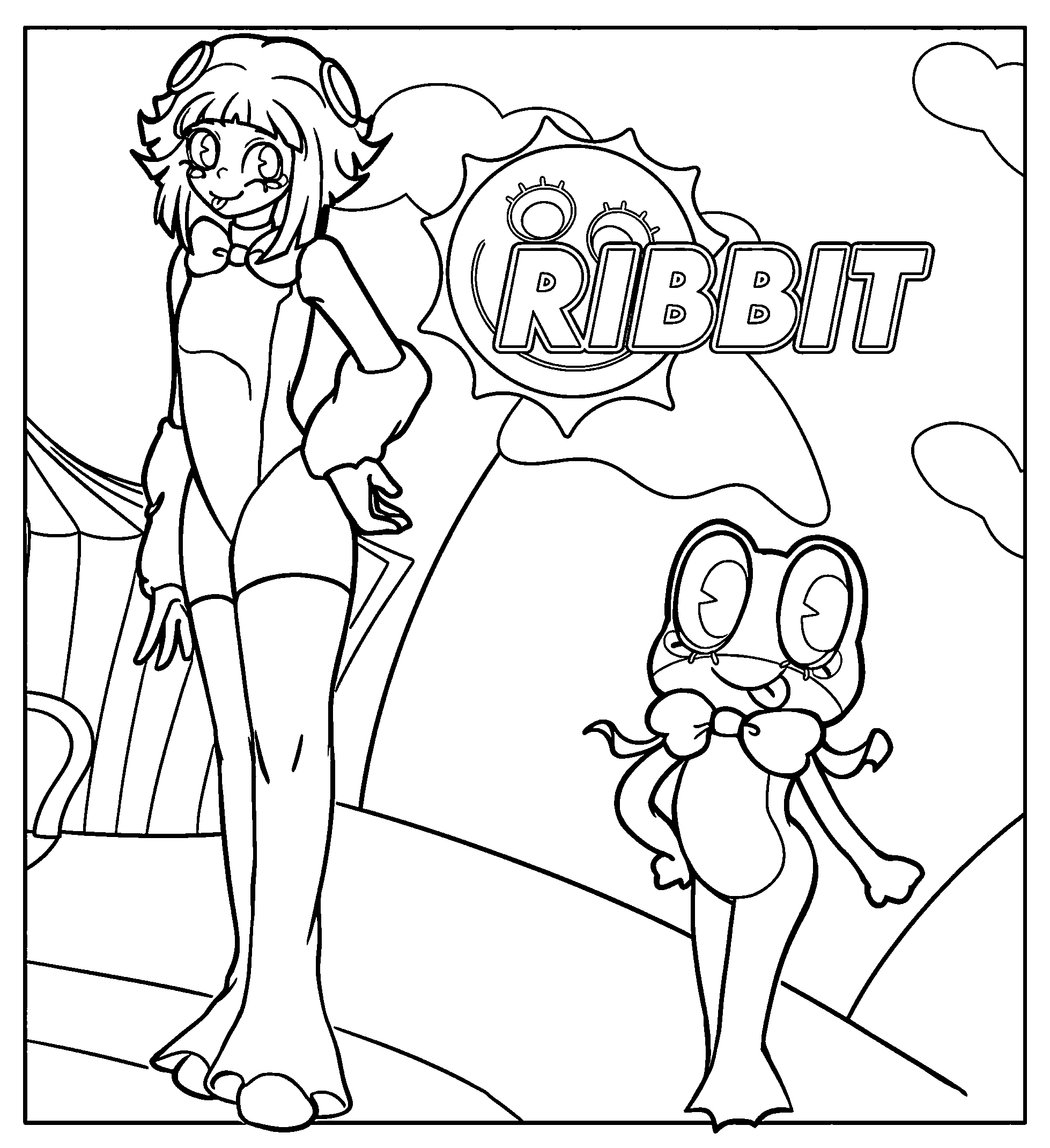 ribbit and human version character the amazing digital circus line art