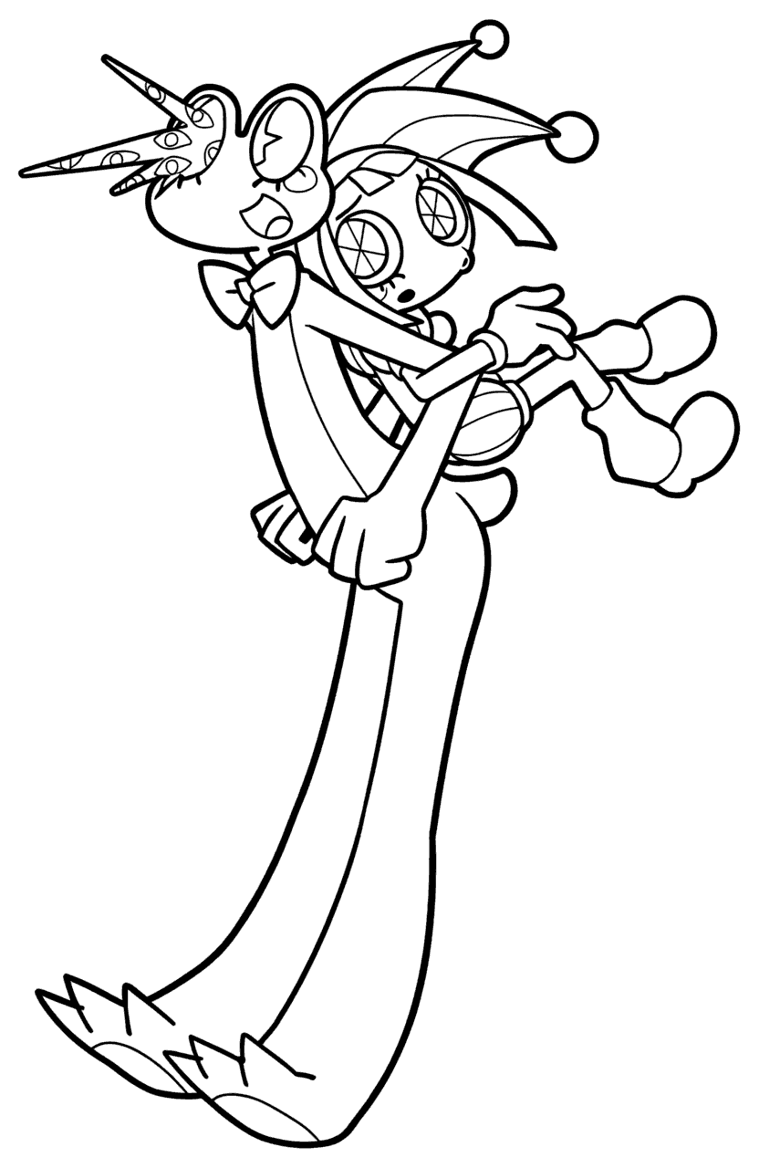 ribbit carrying pomni the amazing digital circus line art