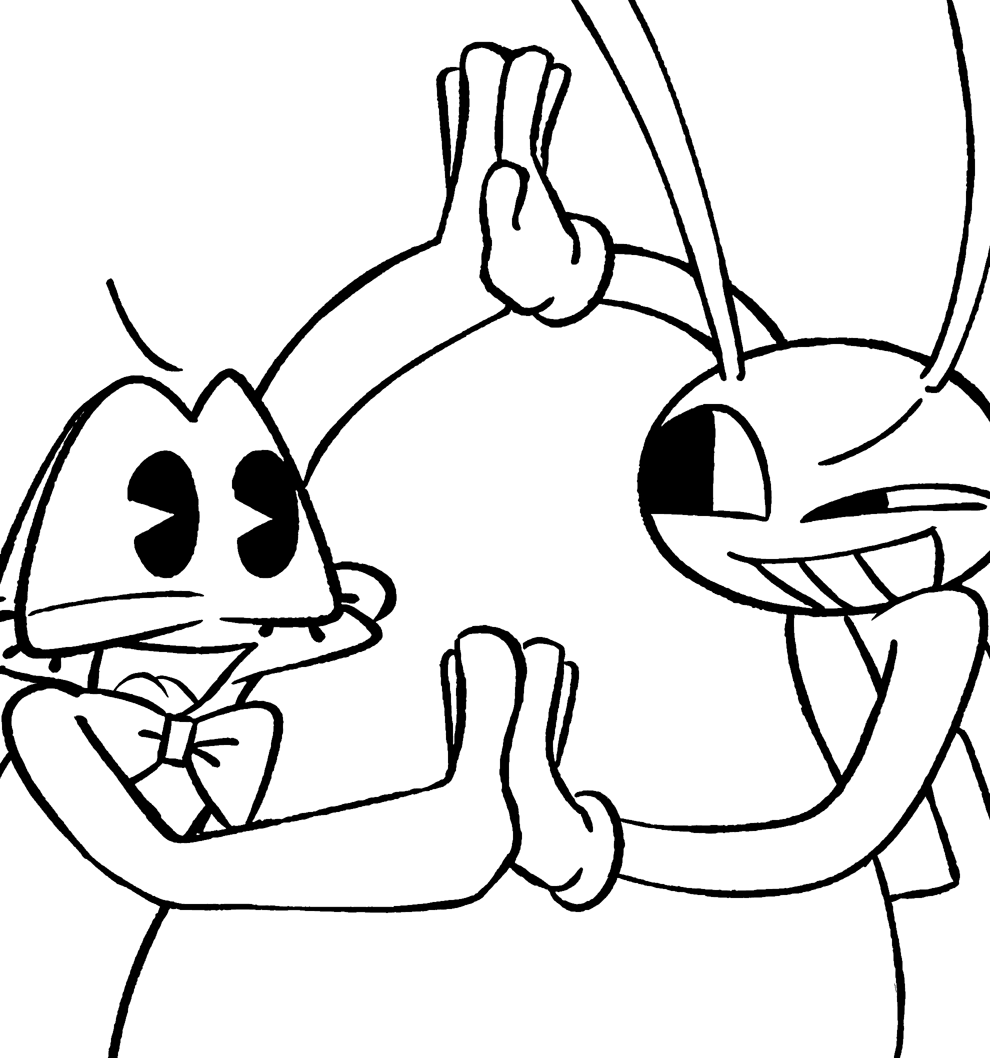 ribbit frog and jax high five double handshake tadc the amazing digital circus line art