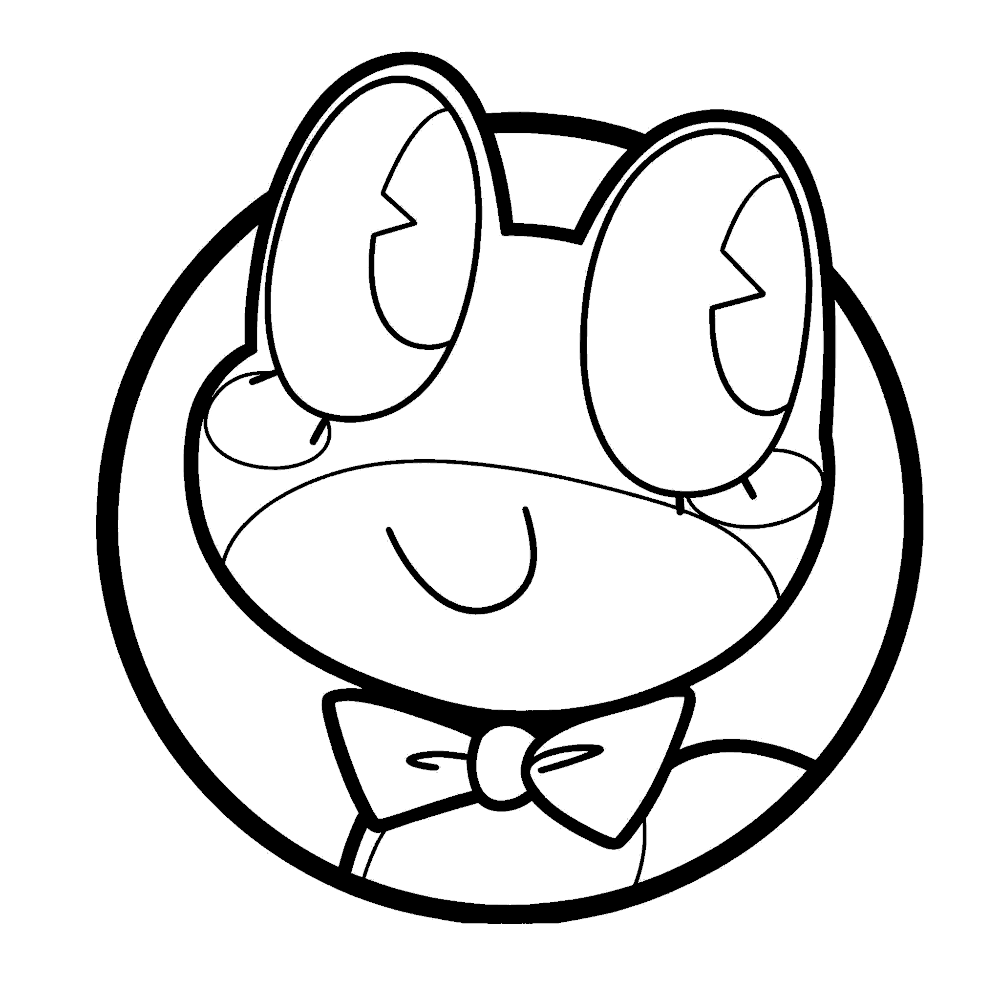 ribbit frog cute face bowtie circle portrait tadc the amazing digital circus line art