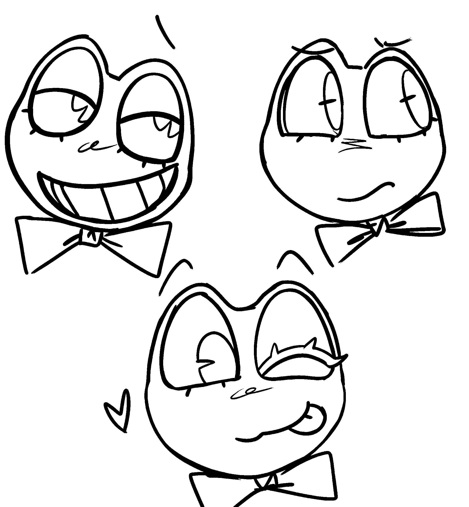 ribbit frog emotional expressions and faces the amazing digital circus line art
