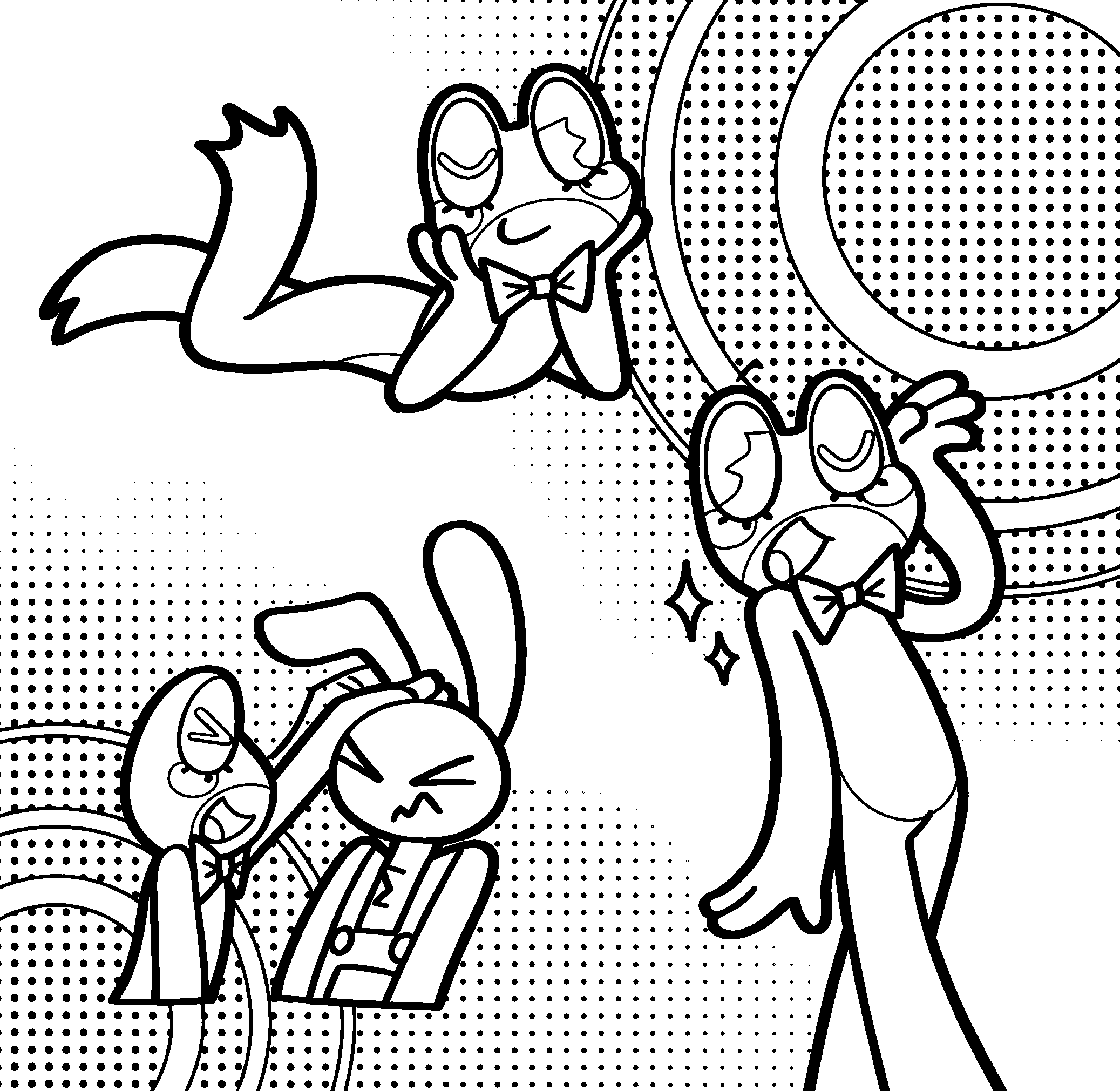 ribbit funny poses the amazing digital circus line art