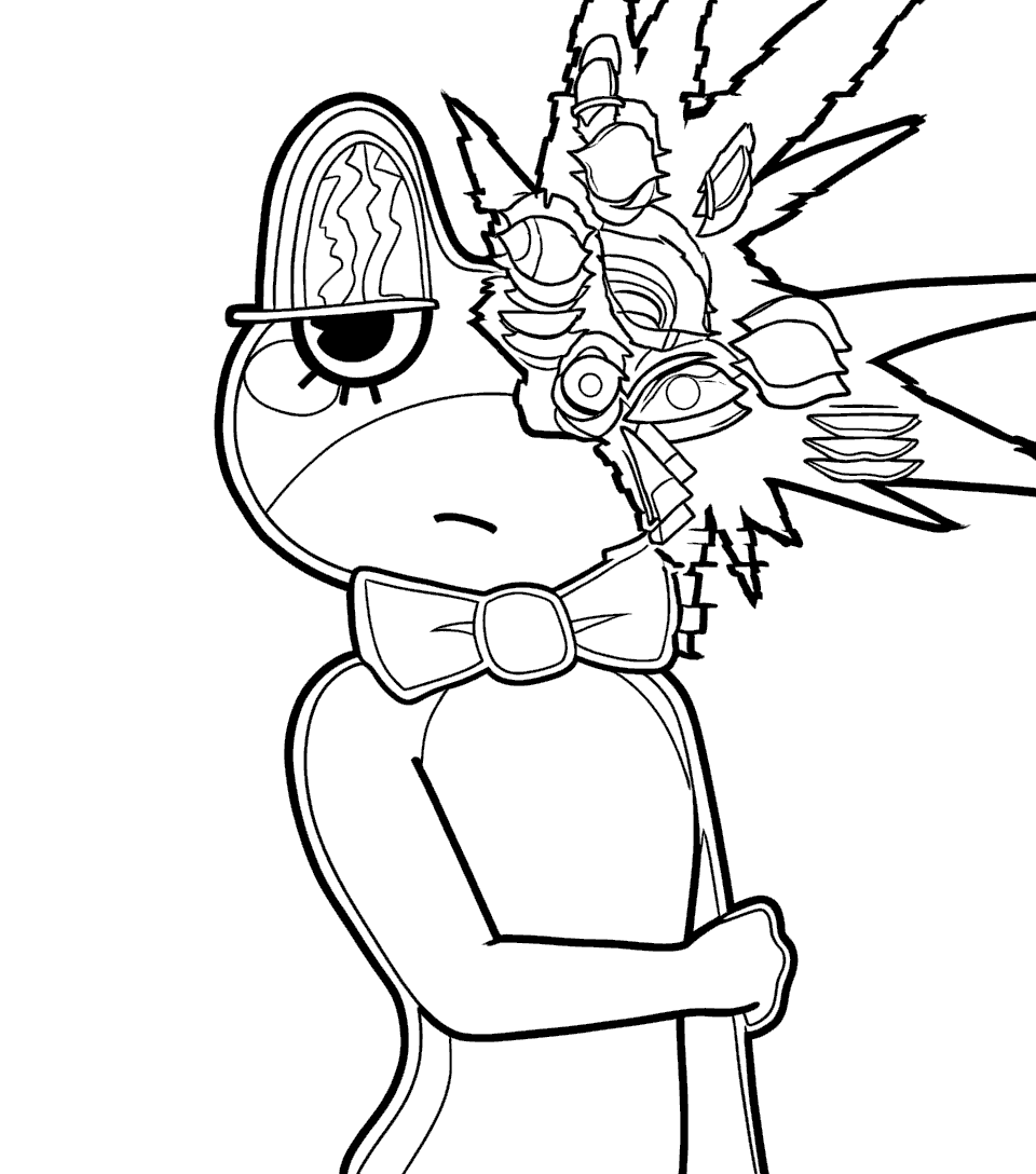 ribbit glitch portrait the amazing digital circus line art