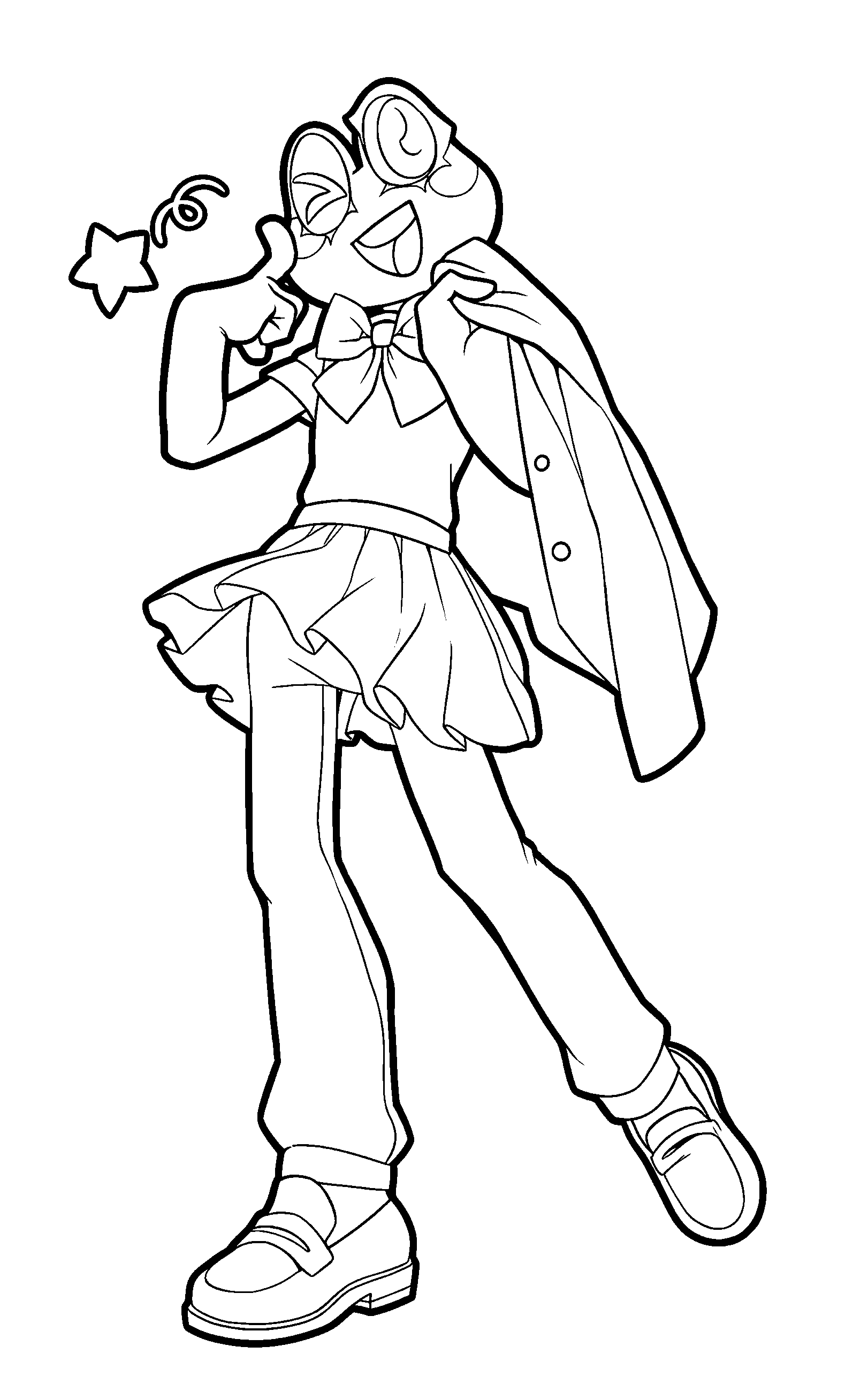 ribbit in stylish school uniform the amazing digital circus line art