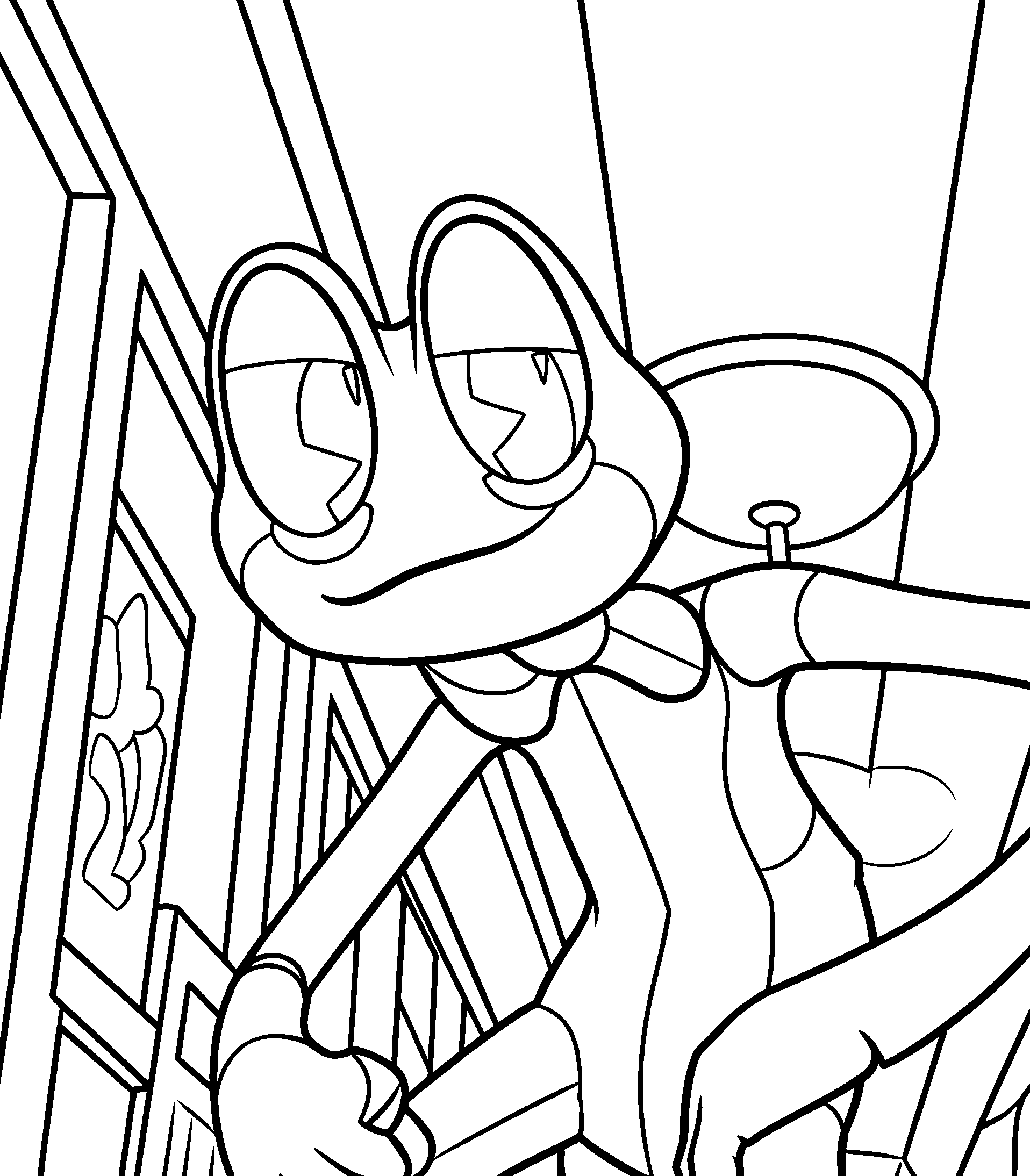 ribbit peeking into room the amazing digital circus line art