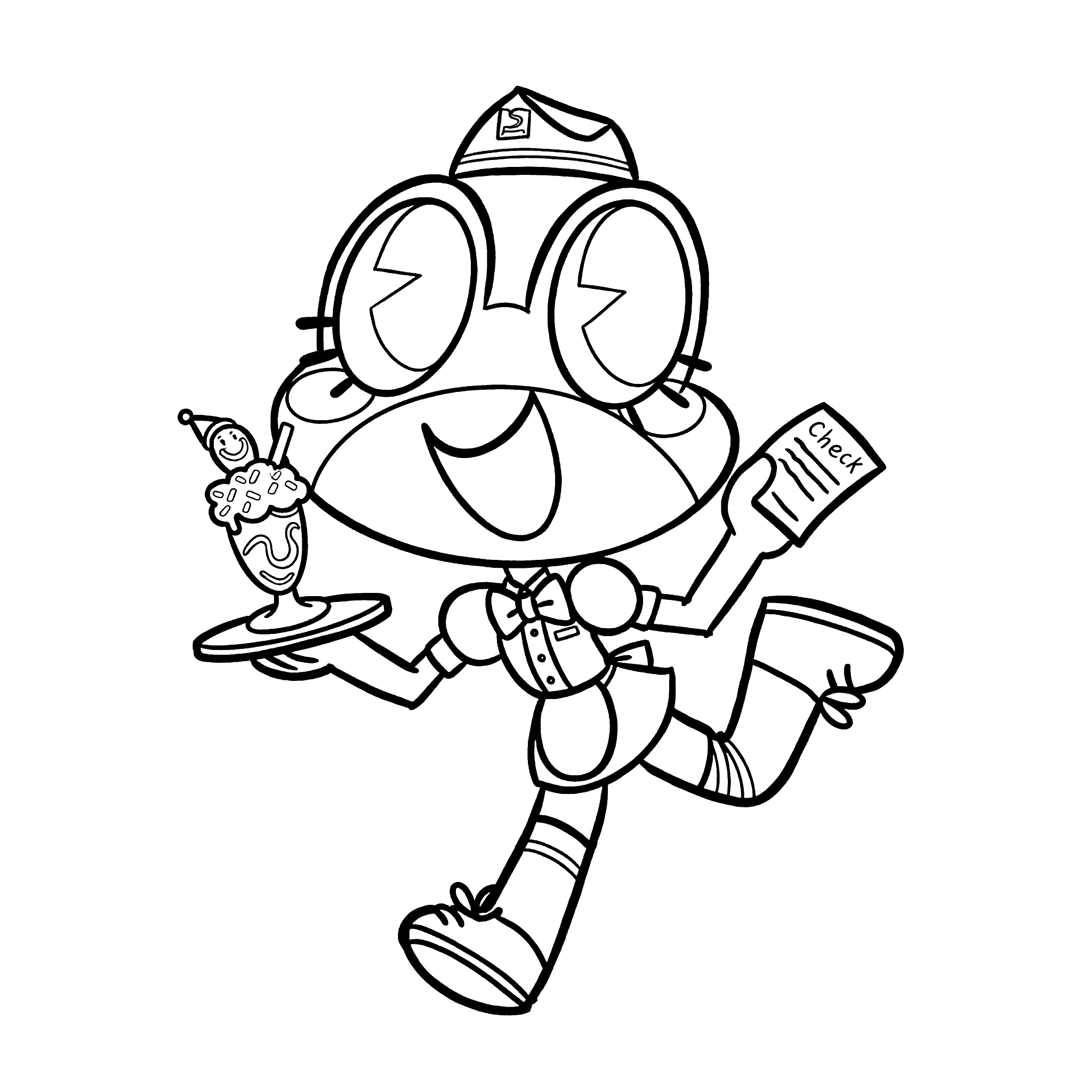 ribbit waitress carrying milkshake and check the amazing digital circus line art