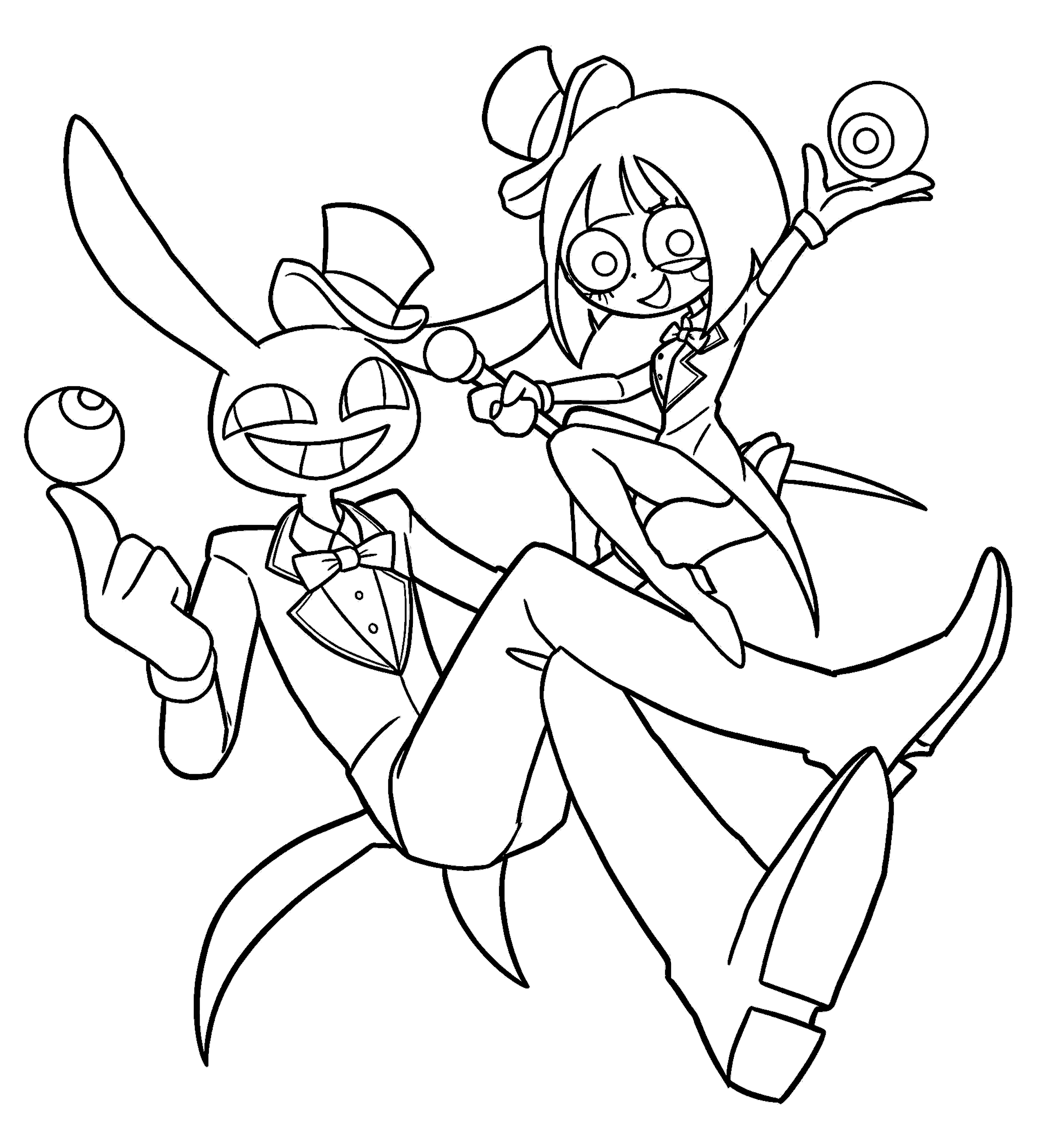 ringmaster jax and pomni caine costume eyeballs show tadc the amazing digital circus line art