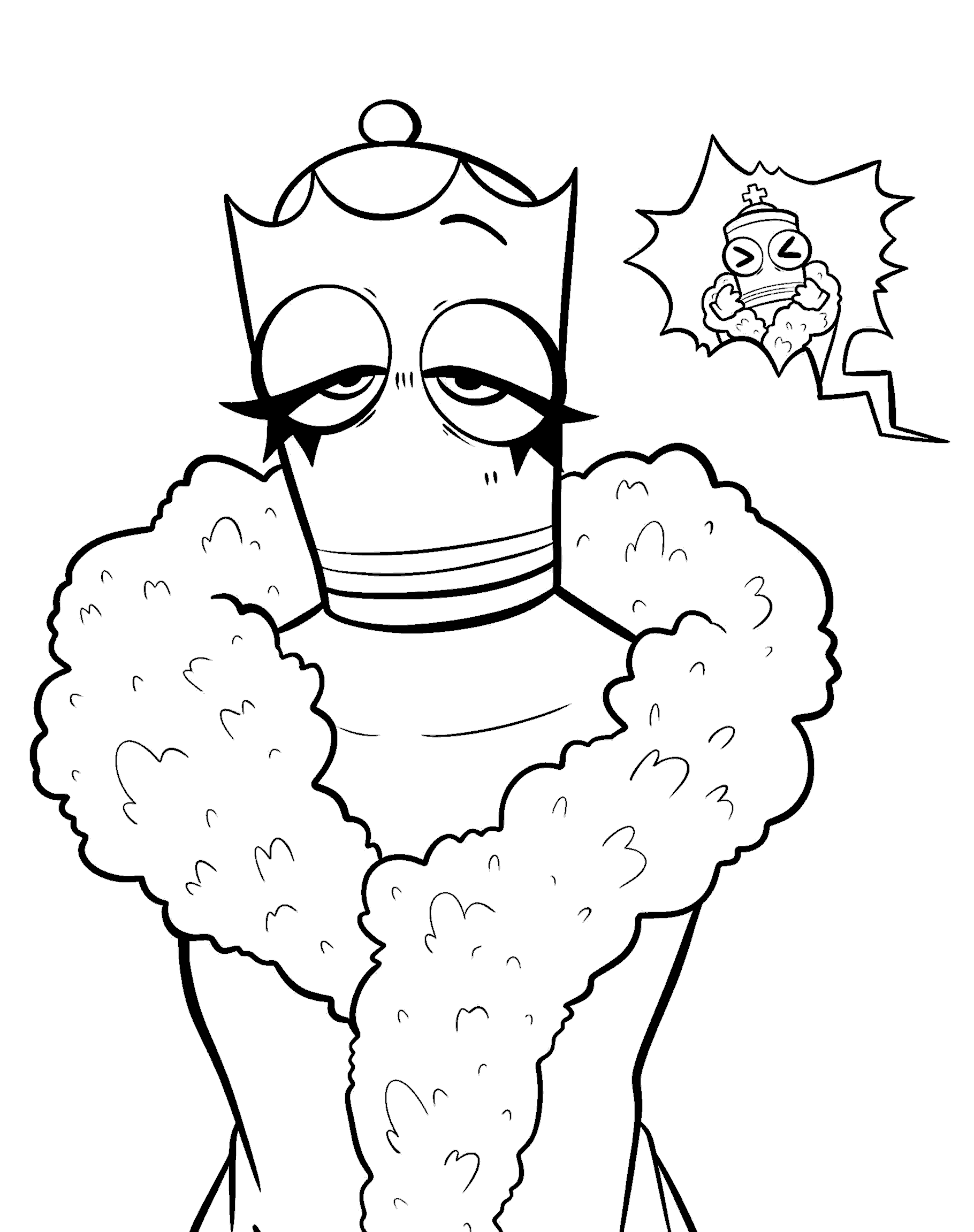 sad queenie royal fur coat kinger thought bubble tadc the amazing digital circus line art
