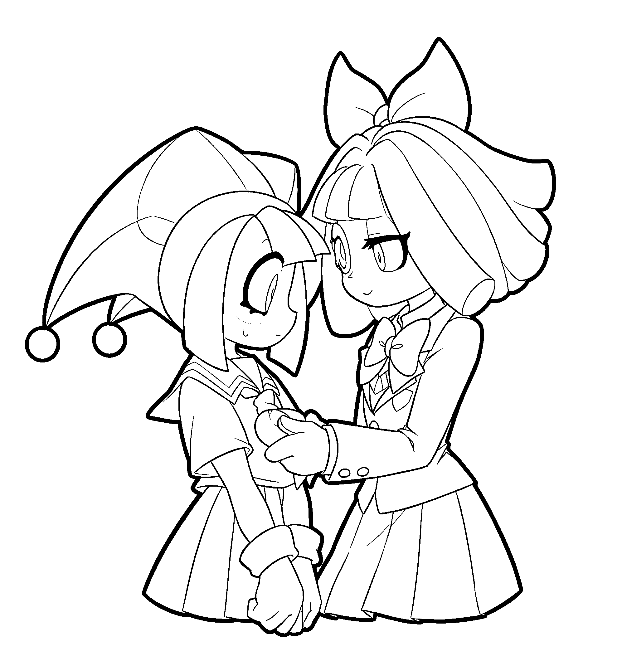 school uniform pomni and ragatha the amazing digital circus line art