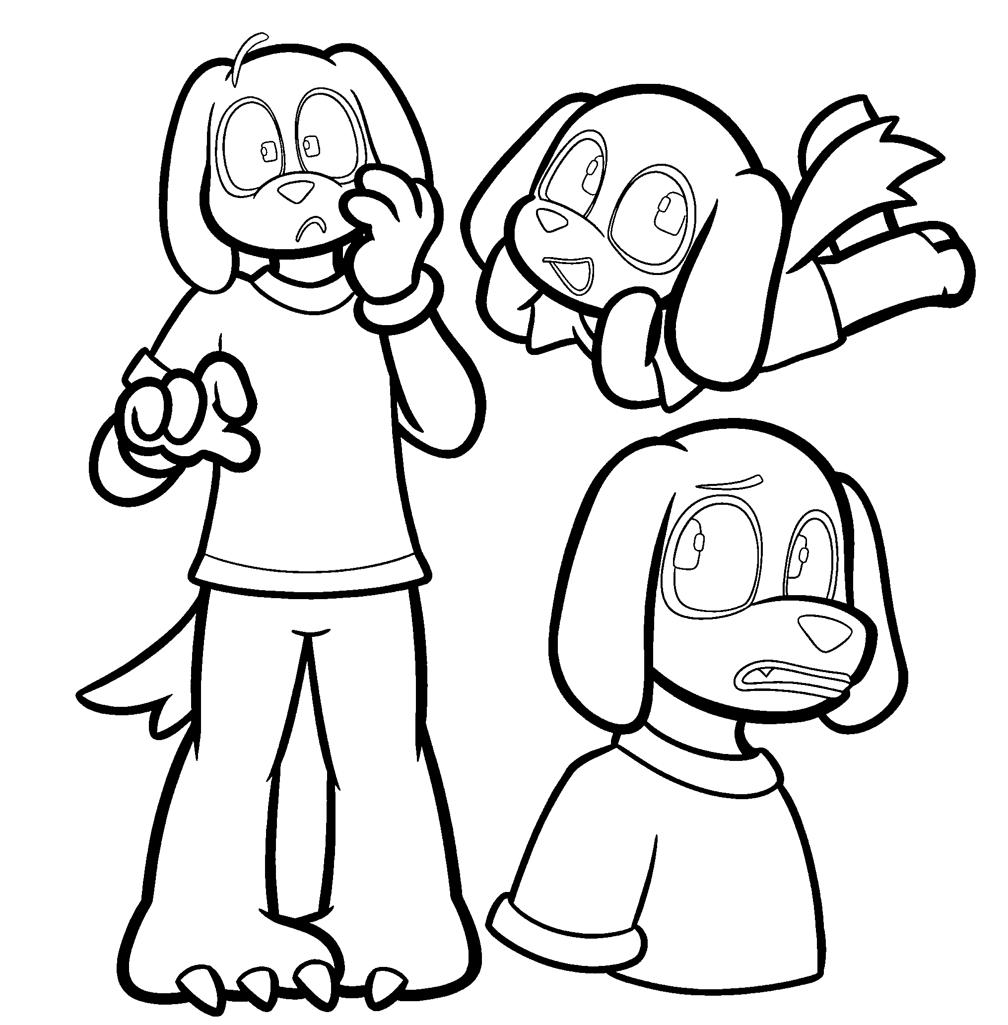 scratch the dog multiple expressions the amazing digital circus line art
