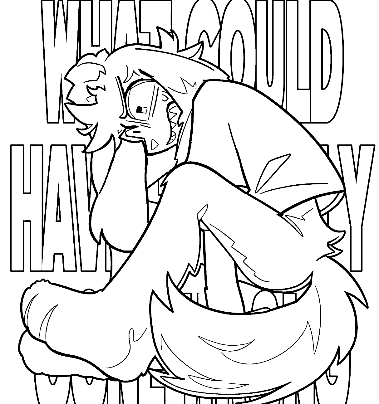 scratched dog scared panic pose typography backdrop tadc the amazing digital circus line art
