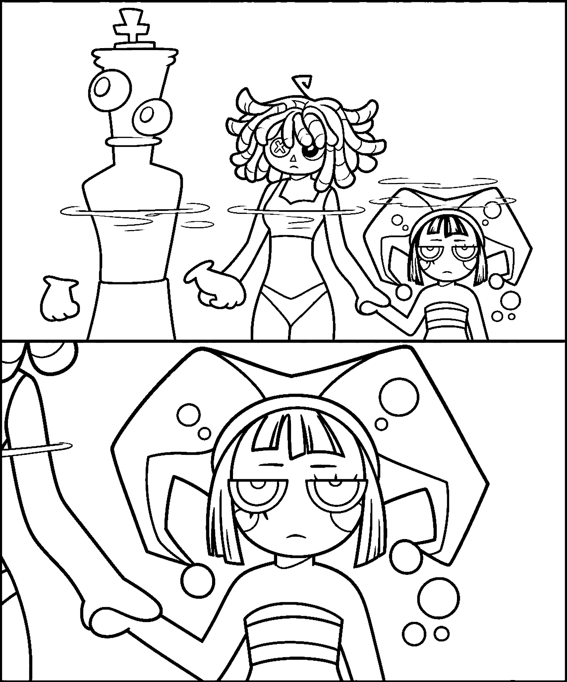 short pomni fully underwater height meme tadc the amazing digital circus line art