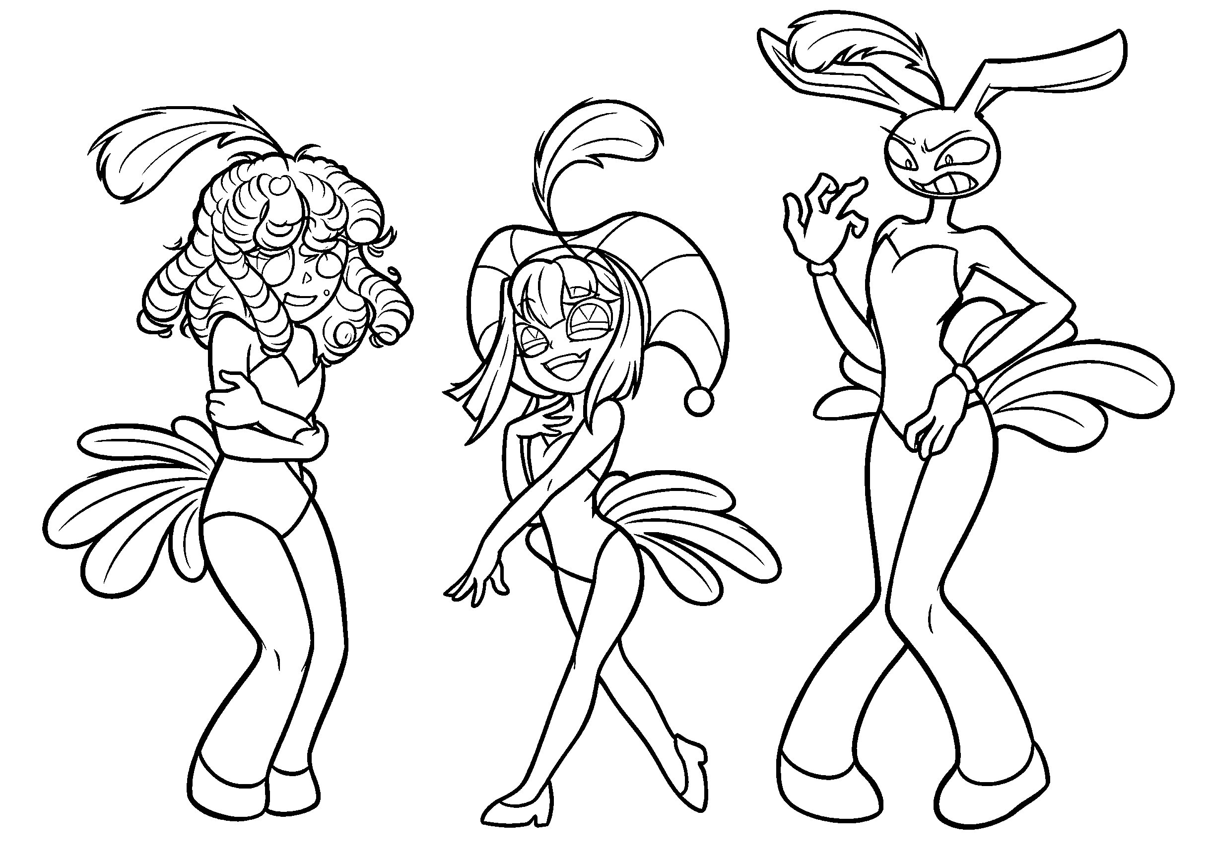 showgirl dance outfits ragatha pomni jax tadc the amazing digital circus line art