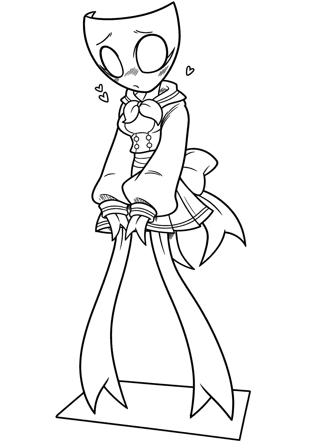 shy gangle in cute dress the amazing digital circus line art