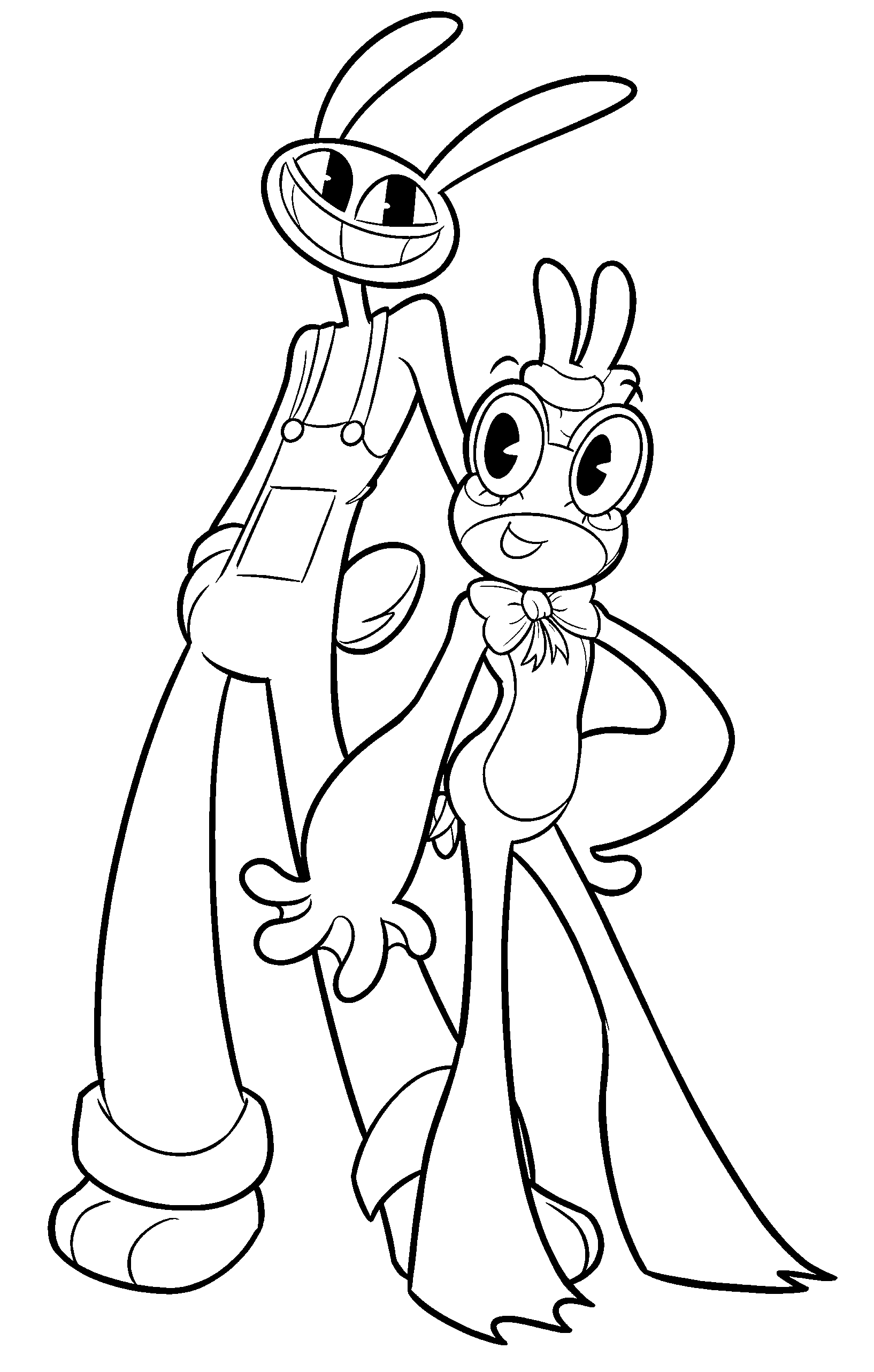 smiling jax bunny ears prank on ribbit frog tadc the amazing digital circus line art