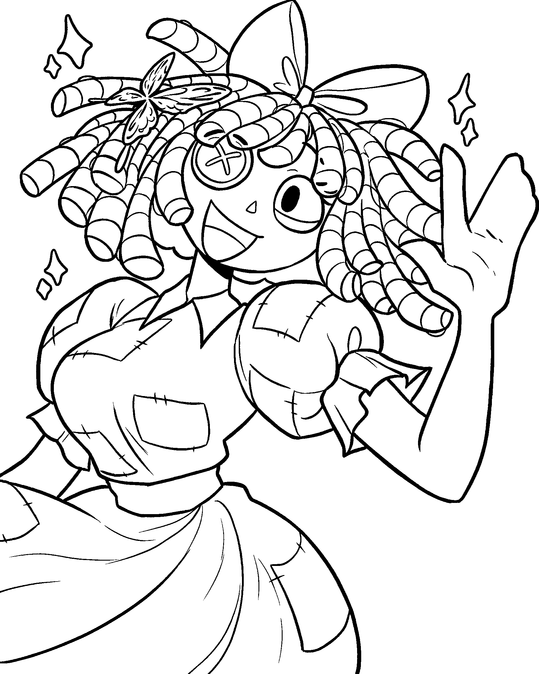 smiling ragatha with sparkles the amazing digital circus line art