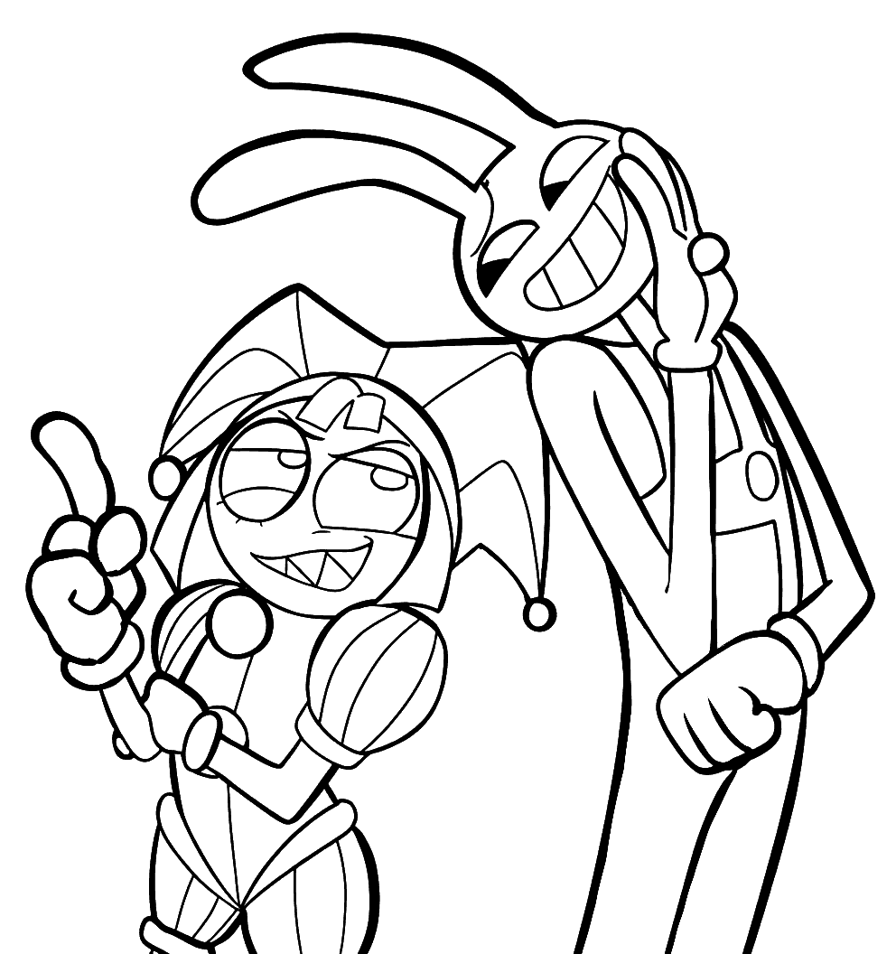 smug pomni and jax smirk sassy poses tadc the amazing digital circus line art