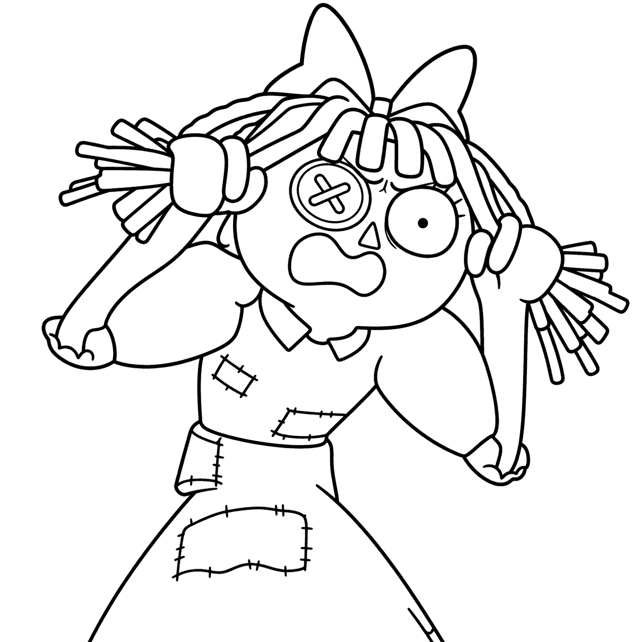 stressed ragatha pulling her hair the amazing digital circus line art
