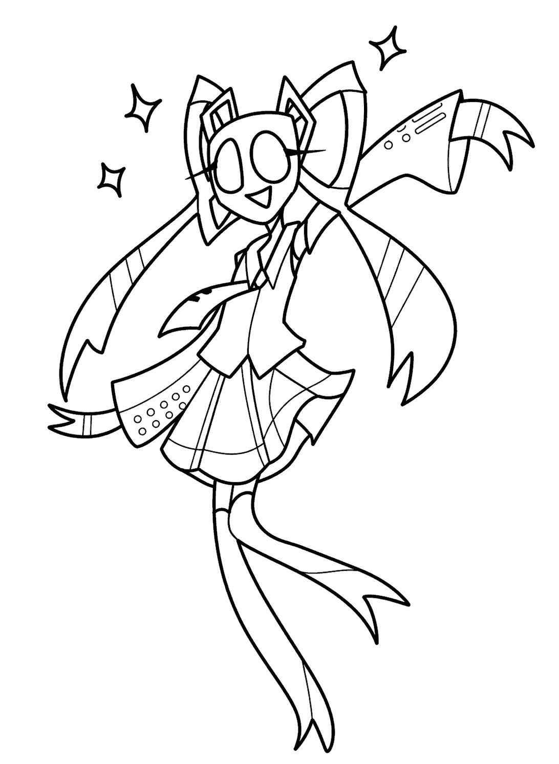 vocaloid gangle anime school uniform twintails sparkles tadc the amazing digital circus line art