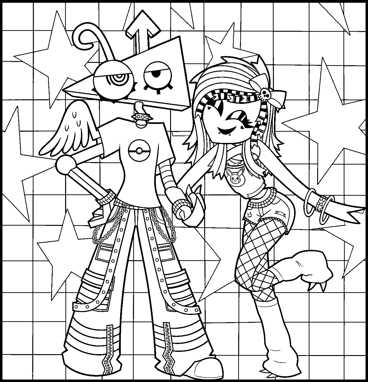 y2k emo zooble and pomni alt fashion style tadc the amazing digital circus line art