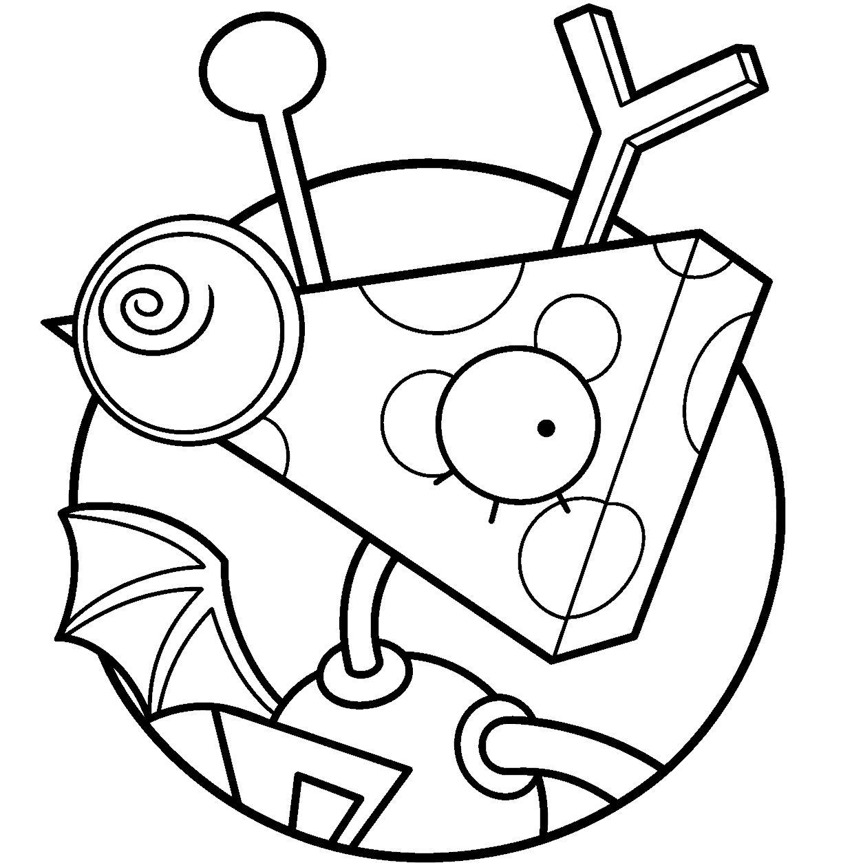 zooble cheese head triangle shape portrait tadc the amazing digital circus line art