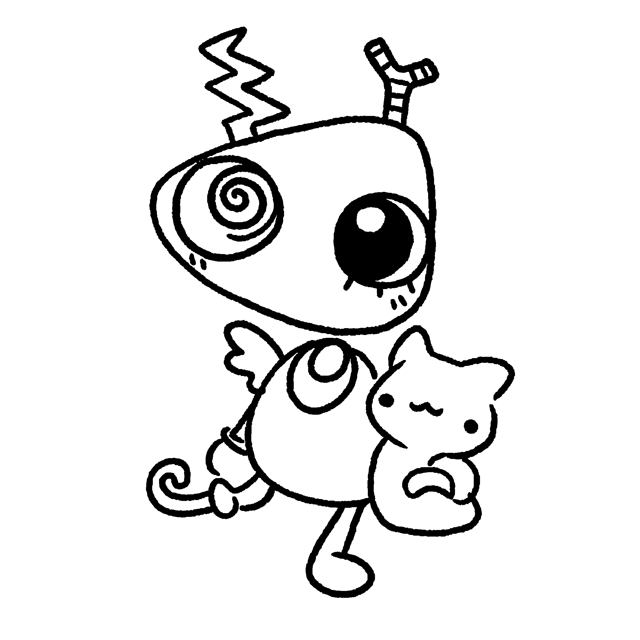 zooble holding a tiny kitten the amazing digital circus line art
