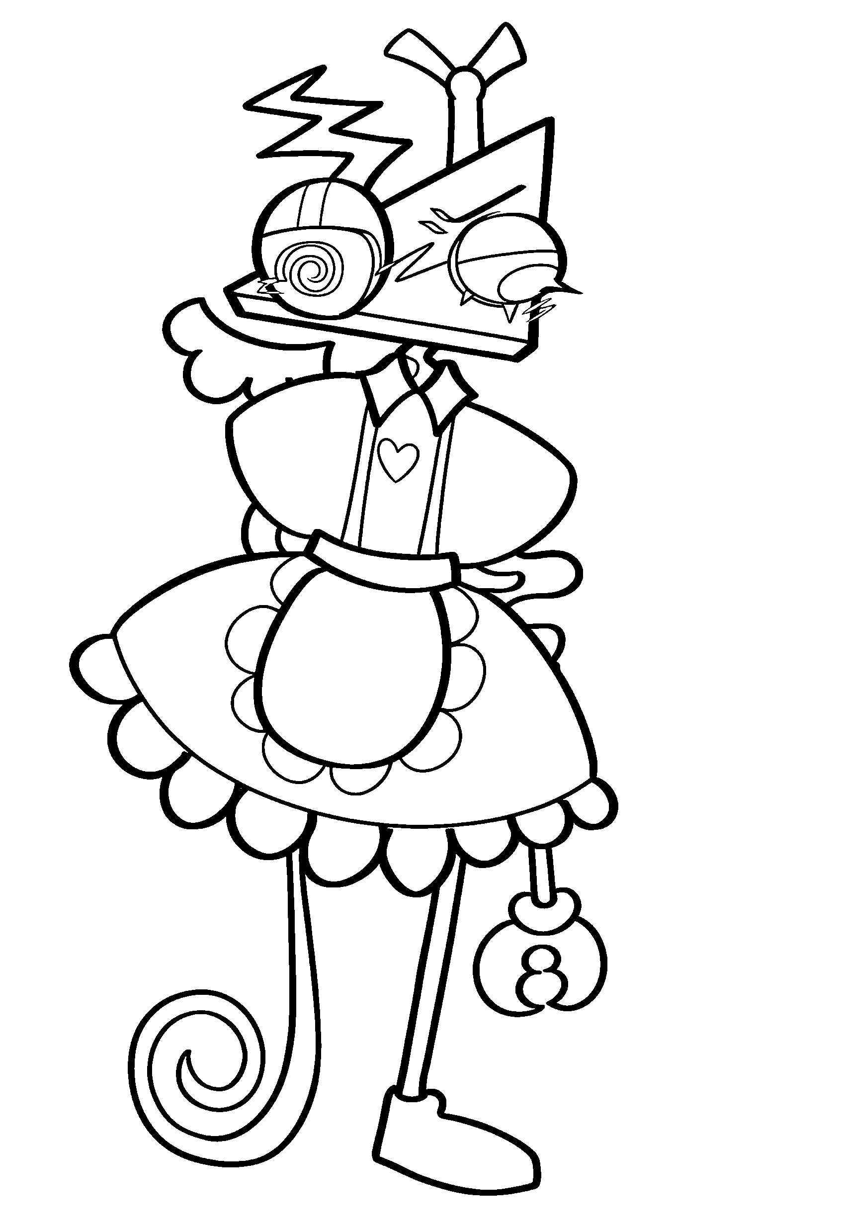 zooble in heart apron dress the amazing digital circus line art