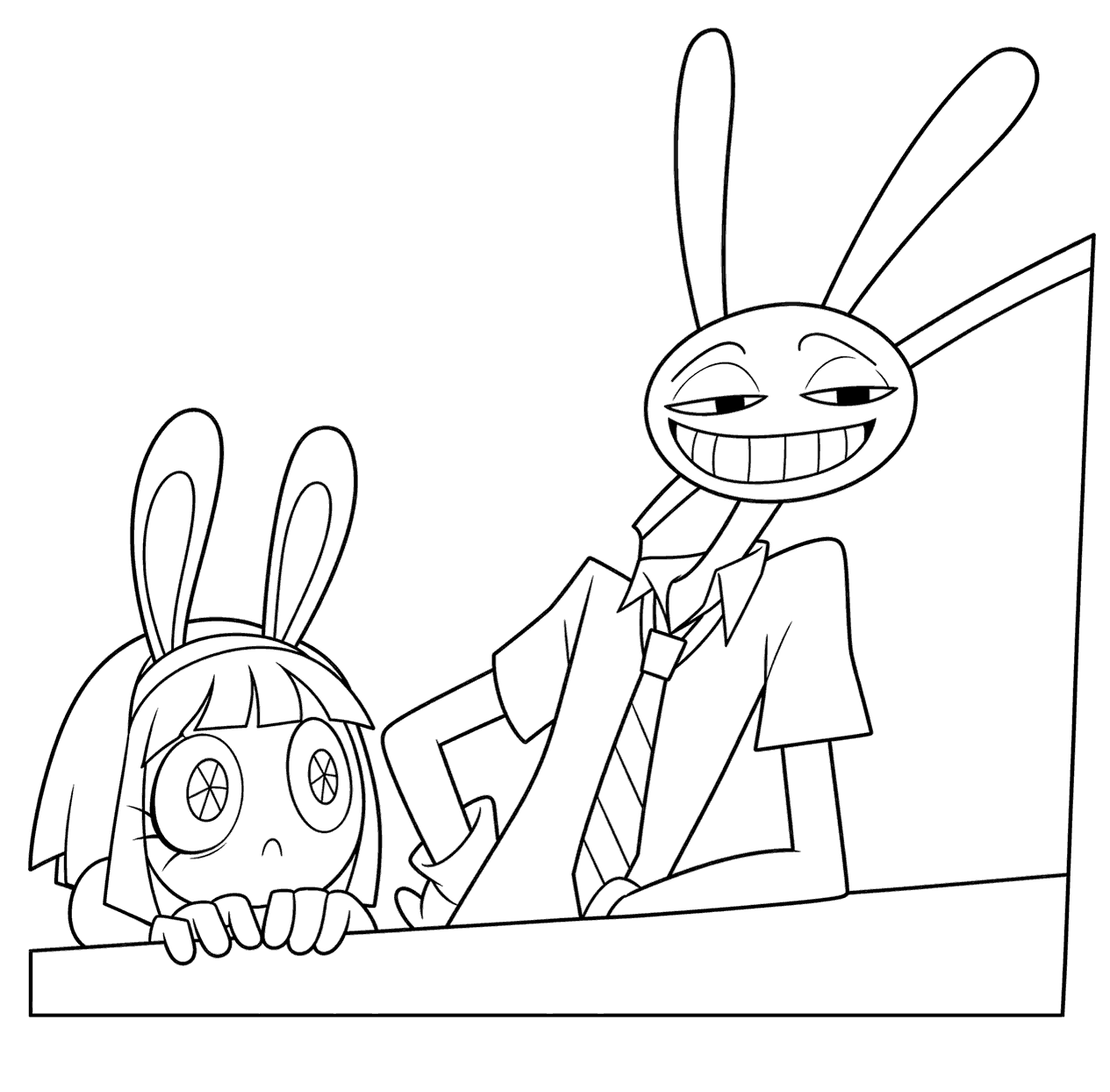 zootopia crossover jax as nick wilde and pomni as judy hopps tadc the amazing digital circus line art