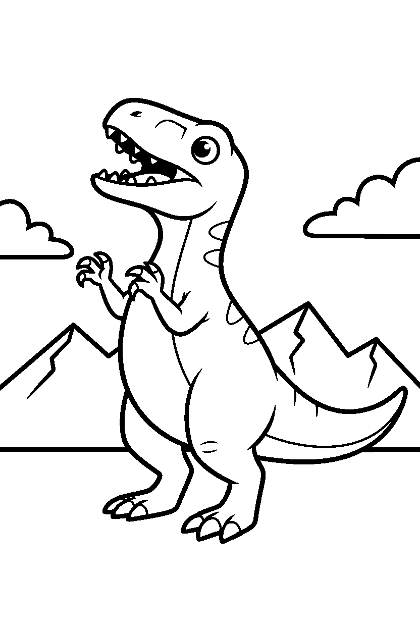 dinosaur velociraptor reaching in sky area line art