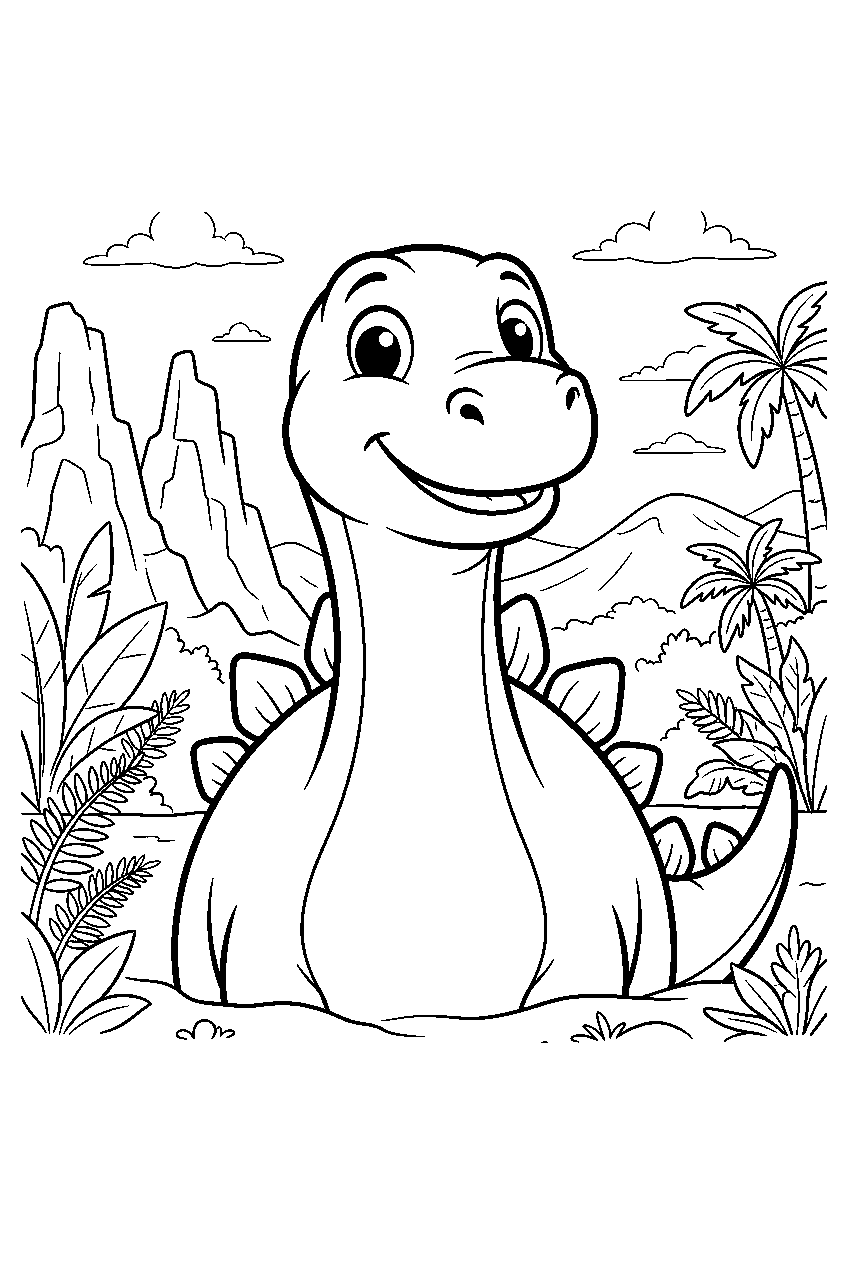 dinosaur in lost world valley line art