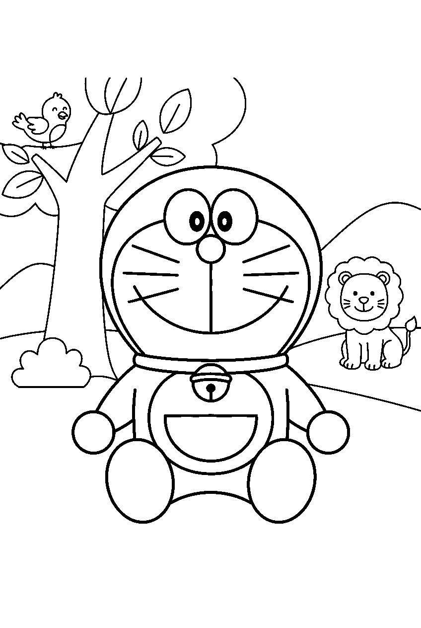 doraemon in animal kingdom line art